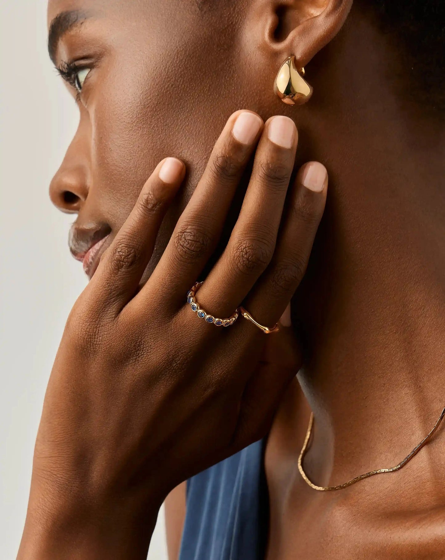 Tennis Eternity Stacking Ring | 18k Gold Vermeil/Sapphire Blue Nano-crystal Rings Missoma