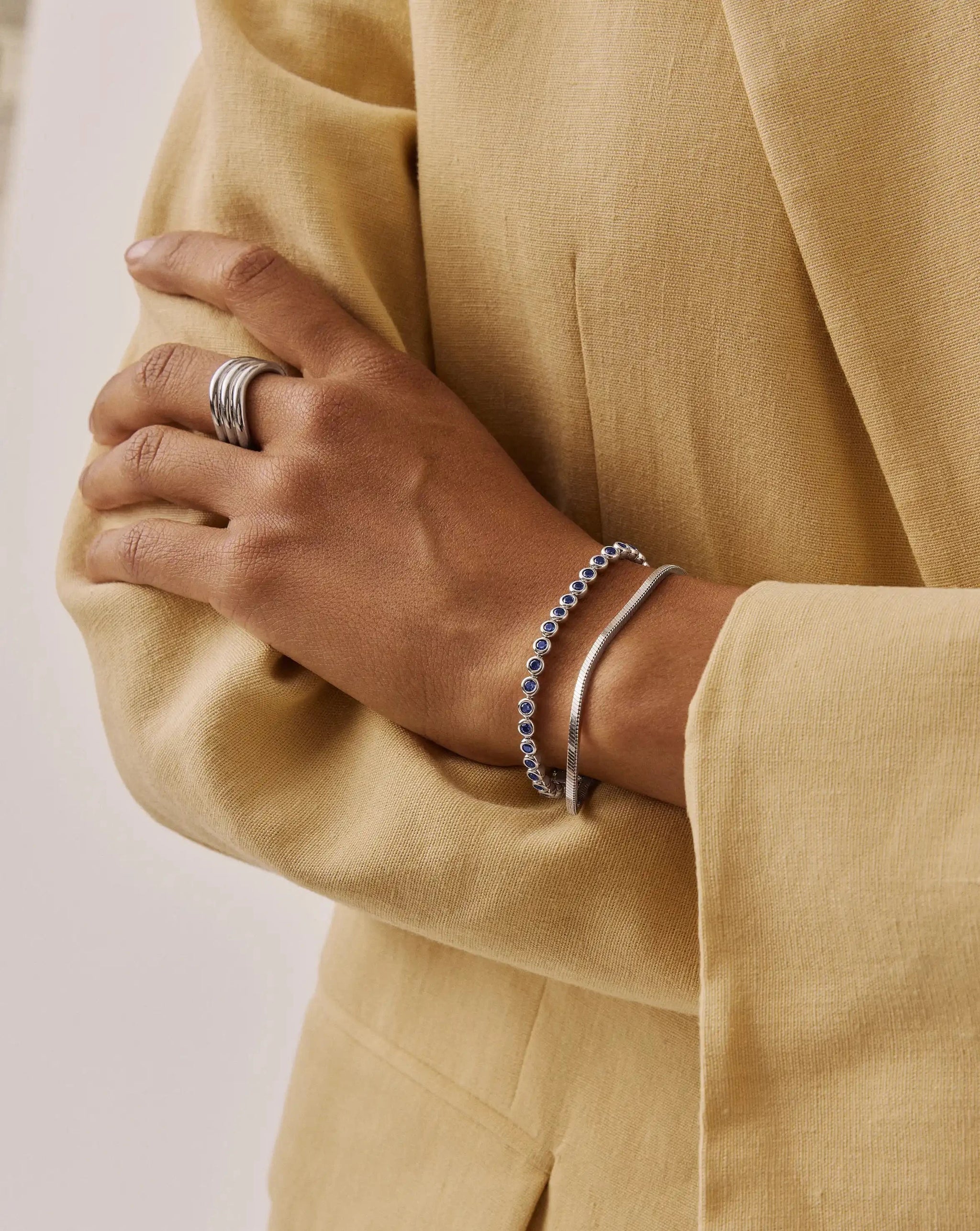 Tennis Round Bracelet | Sterling Silver/Sapphire Blue Nano-crystal Bracelets Missoma