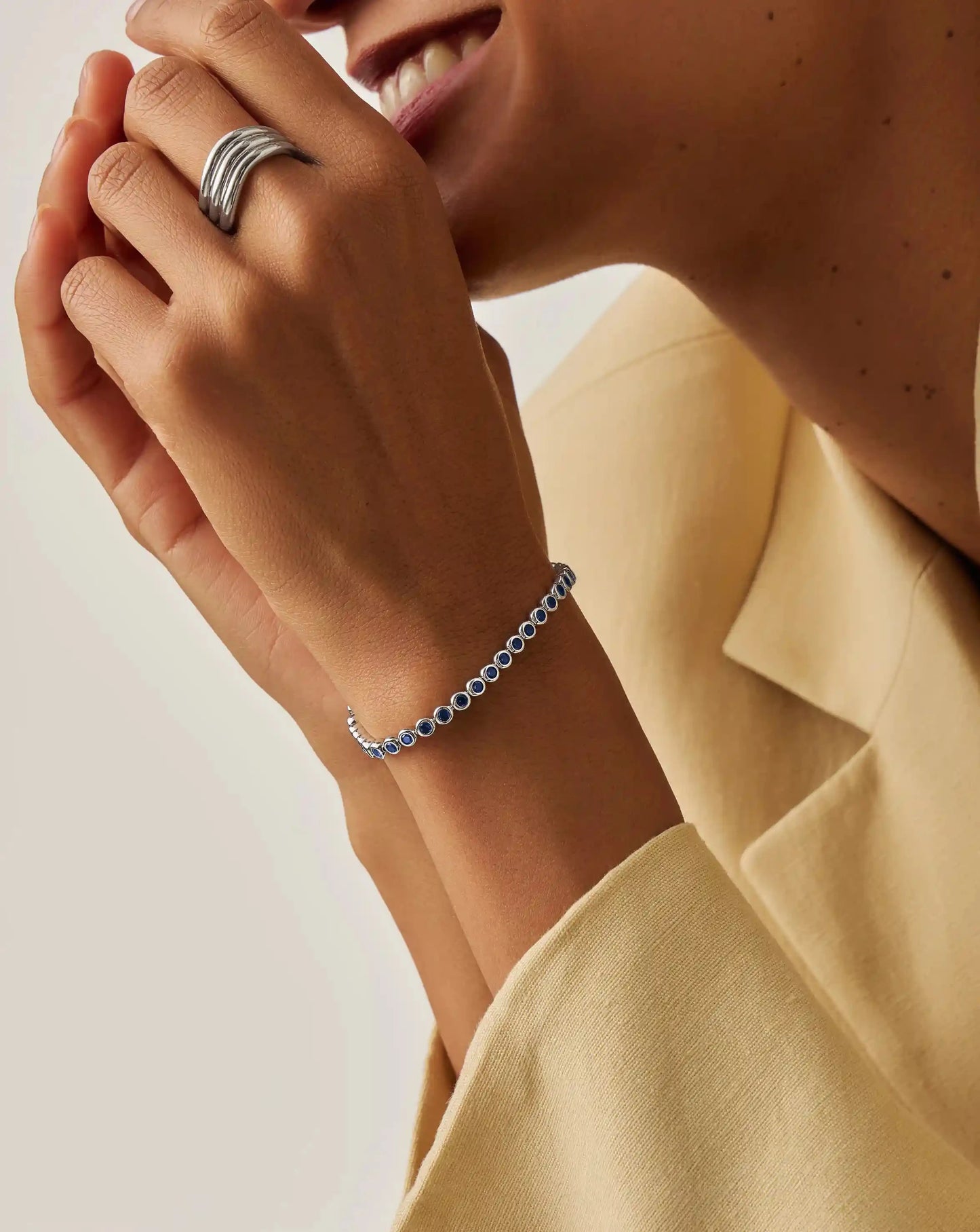 Tennis Round Bracelet | Sterling Silver/Sapphire Blue Nano-crystal Bracelets Missoma