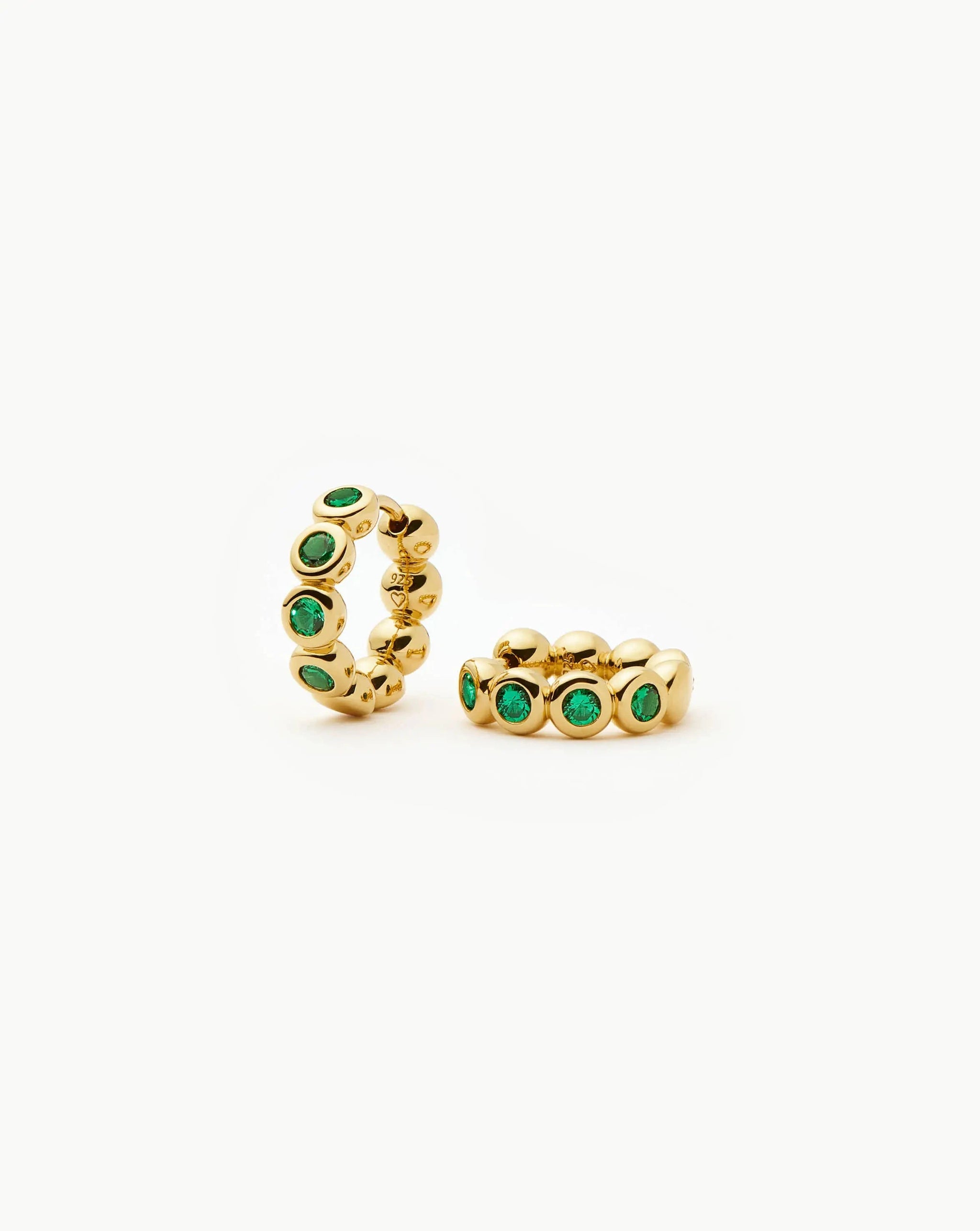 Tennis Small Hoop Earrings | 18k Gold Vermeil/Emerald Green Nano-crystal Earrings Missoma