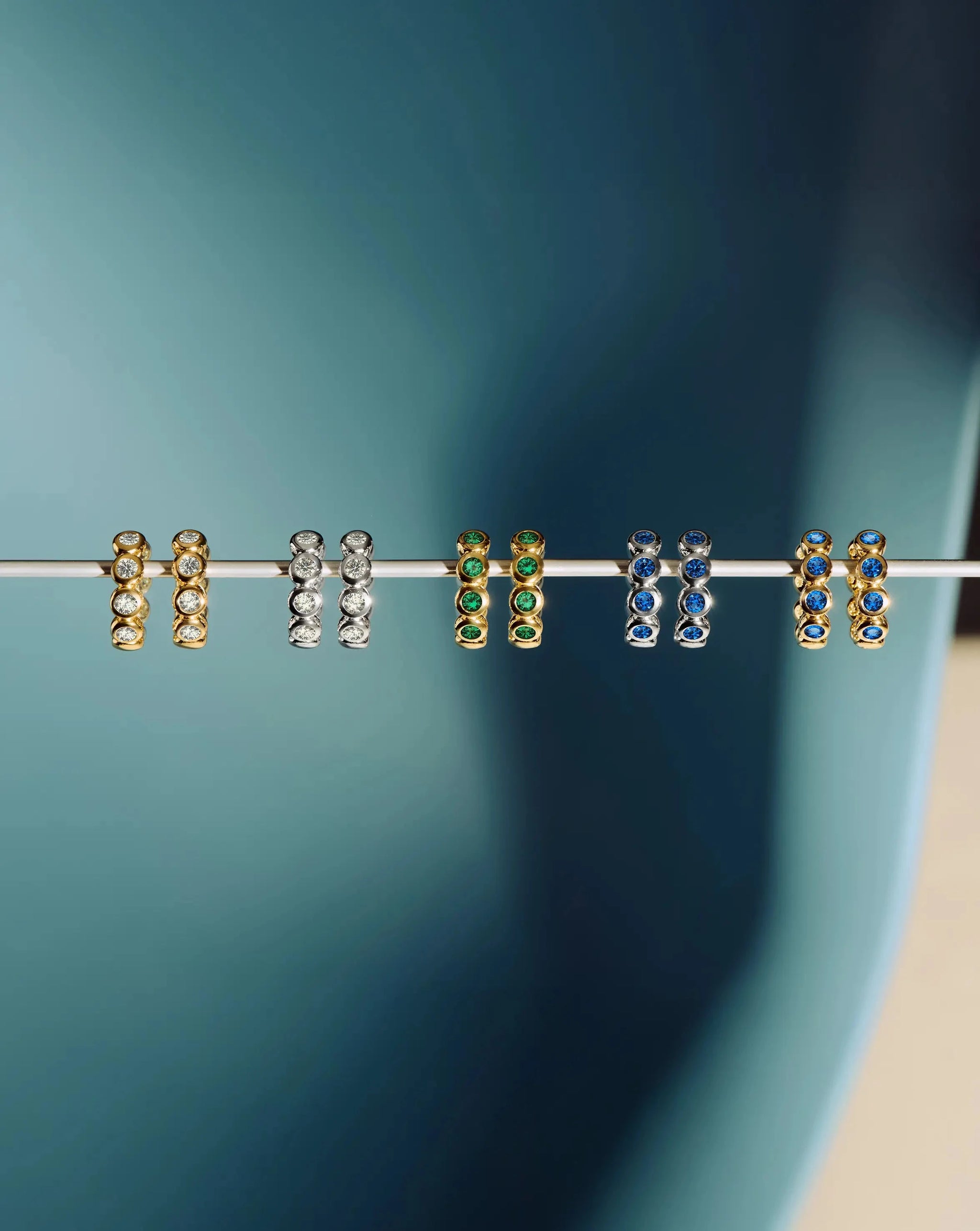 Tennis Small Hoop Earrings | 18k Gold Vermeil/Sapphire Blue Nano-crystal Earrings Missoma