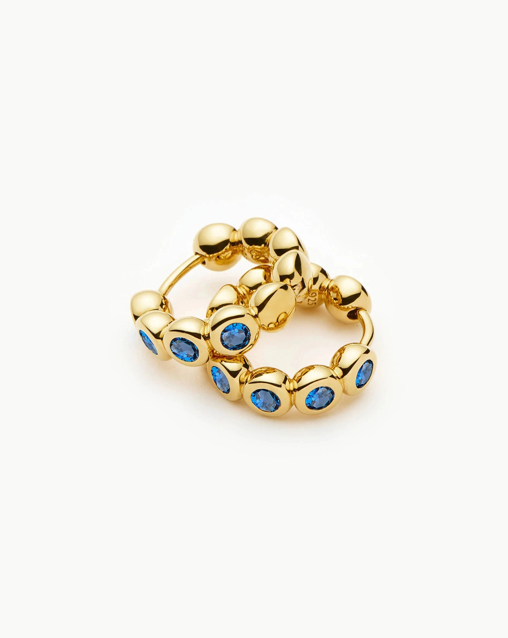 Tennis Small Hoop Earrings | 18k Gold Vermeil/Sapphire Blue Nano-crystal Earrings Missoma