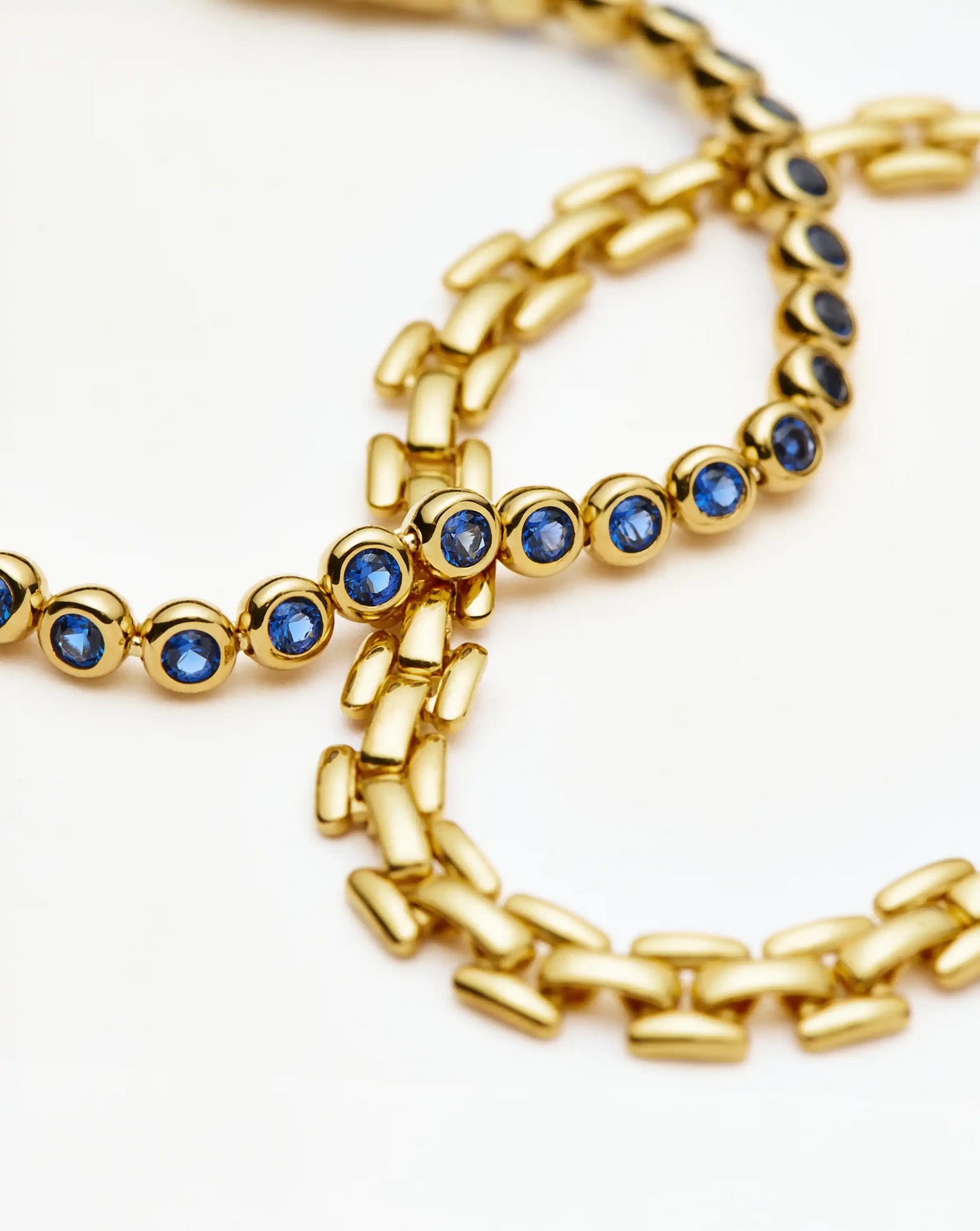 Tennis & Timepiece Bracelet Set | 18k Gold Plated/18k Gold Vermeil/Sapphire Blue Nano-crystal Bracelets Missoma