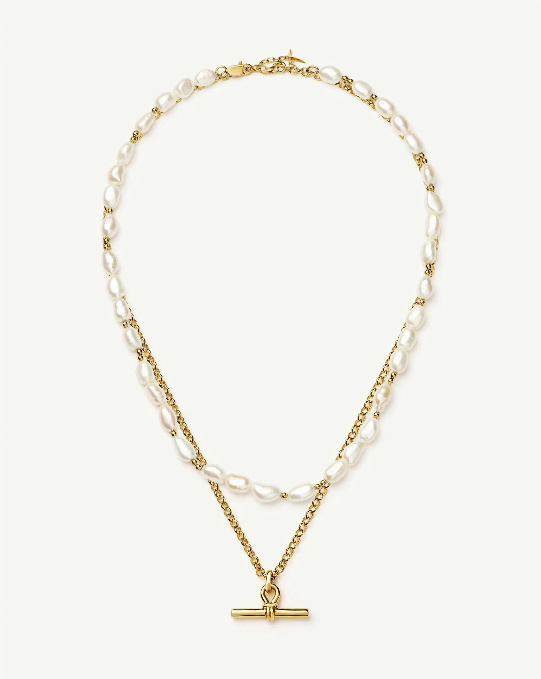 The Andy T-Bar Necklace Set | 18k Gold Plated/Pearl Necklaces Missoma