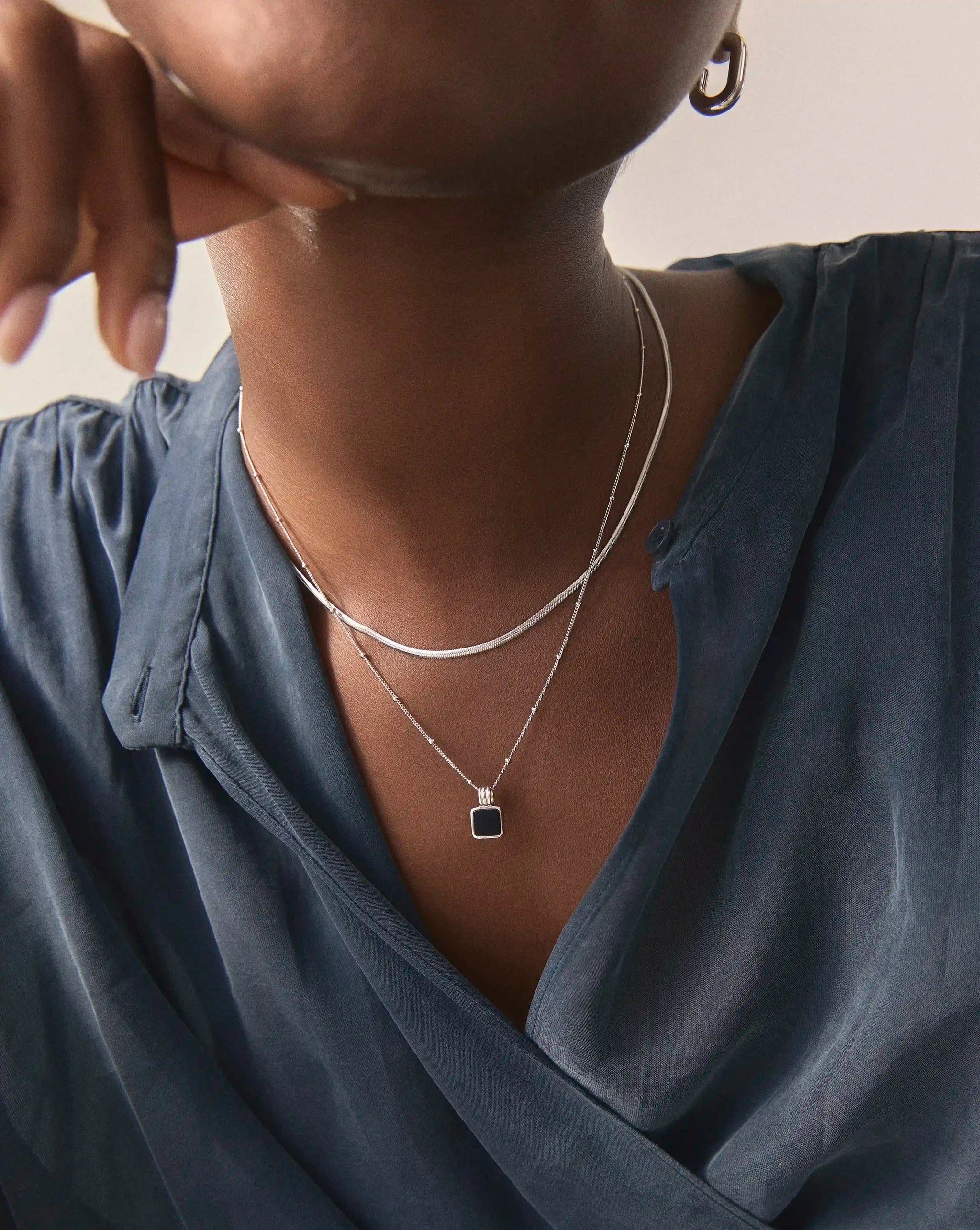 The Black Onyx Necklace Set | Sterling Silver, Silver Plated Necklace Sets Missoma