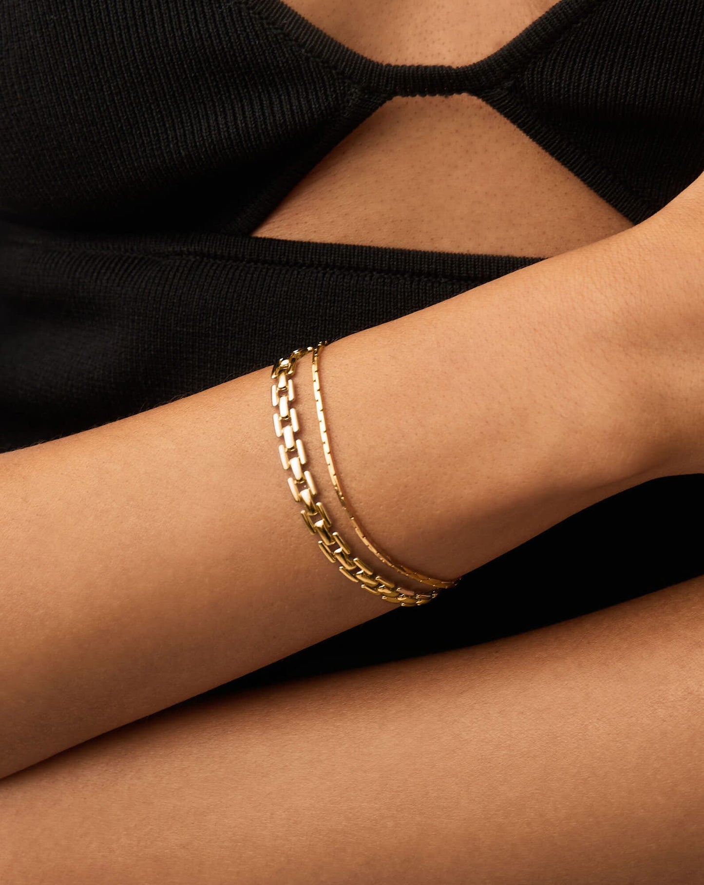 Timepiece & Snake Chain Bracelet Set | 18k Gold Plated Bracelets Missoma