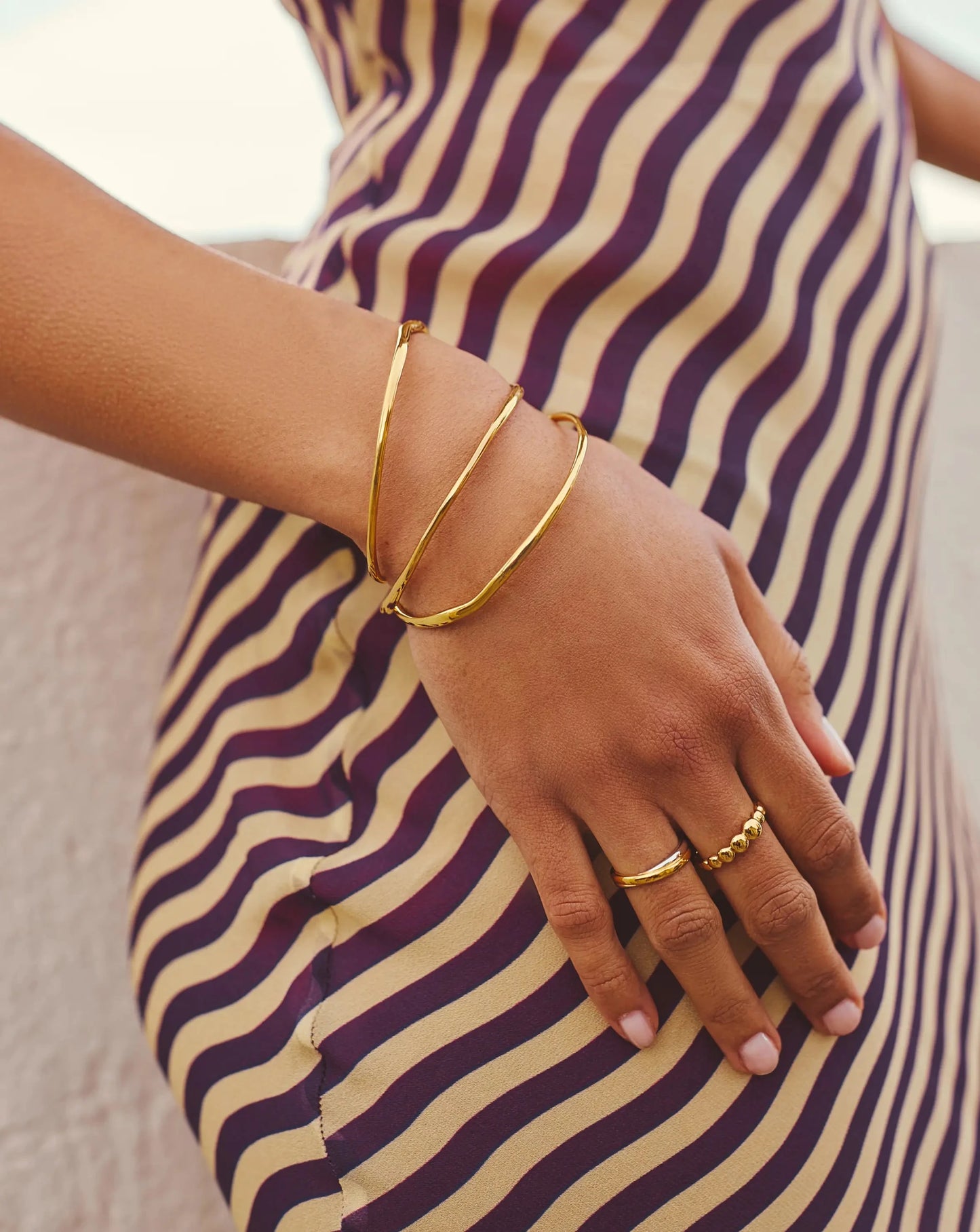 Trio Molten Ripple Bangle Bracelet Set | 18k Gold Vermeil Bracelets Missoma