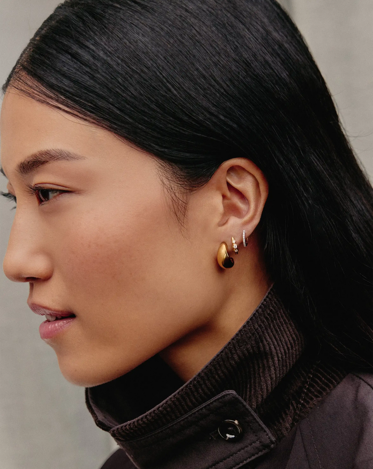 Triple Stone Small Hoop Earrings | 18k Gold Plated Earrings Missoma