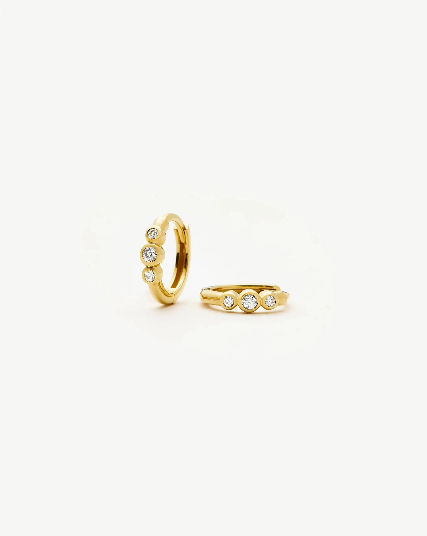 Triple Stone Small Hoop Earrings | 18k Gold Plated Earrings Missoma