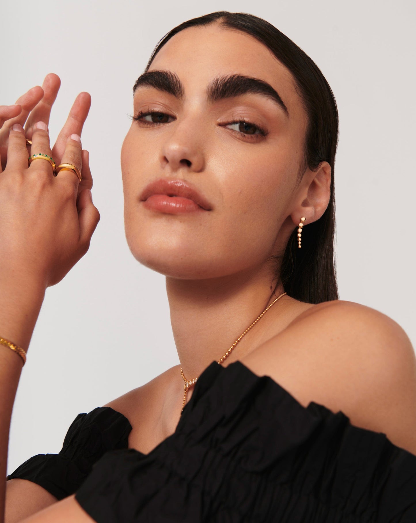 Articulated Beaded Drop Stud Earrings | 18ct Gold Plated Vermeil Earrings Missoma