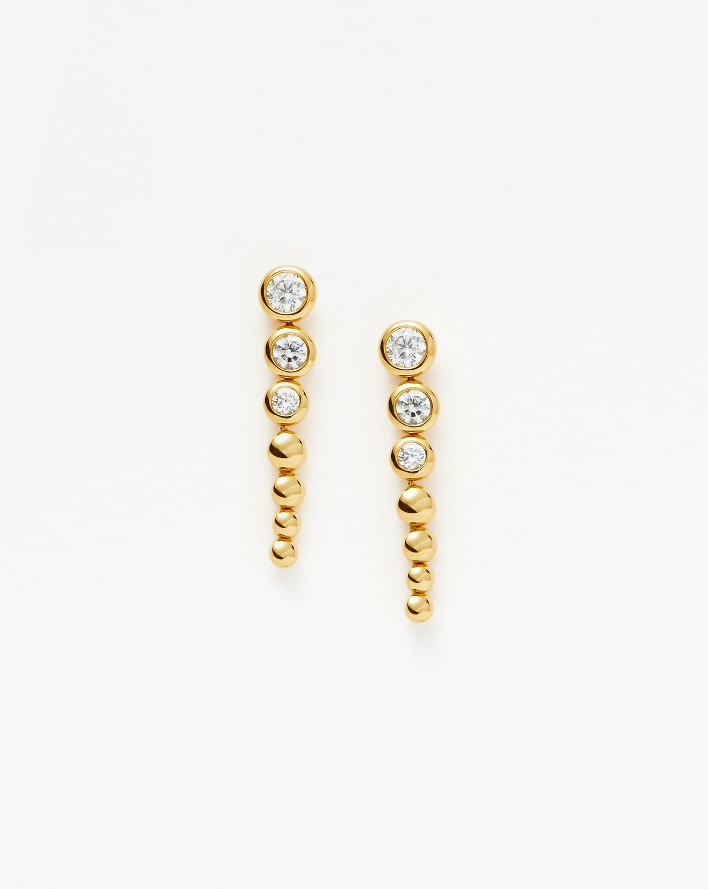 Articulated Beaded Stone Drop Stud Earrings | 18ct Gold Plated Vermeil/Cubic Zirconia Earrings Missoma
