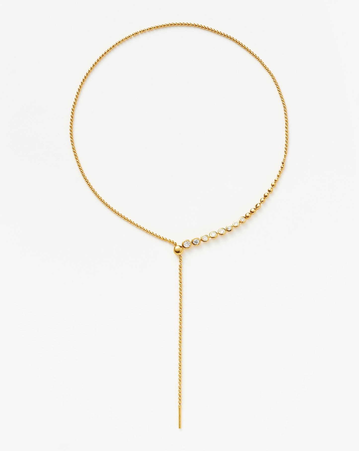 Articulated Beaded Stone Slider Lariat Necklace | 18ct Gold Plated Vermeil/Cubic Zirconia Necklaces Missoma
