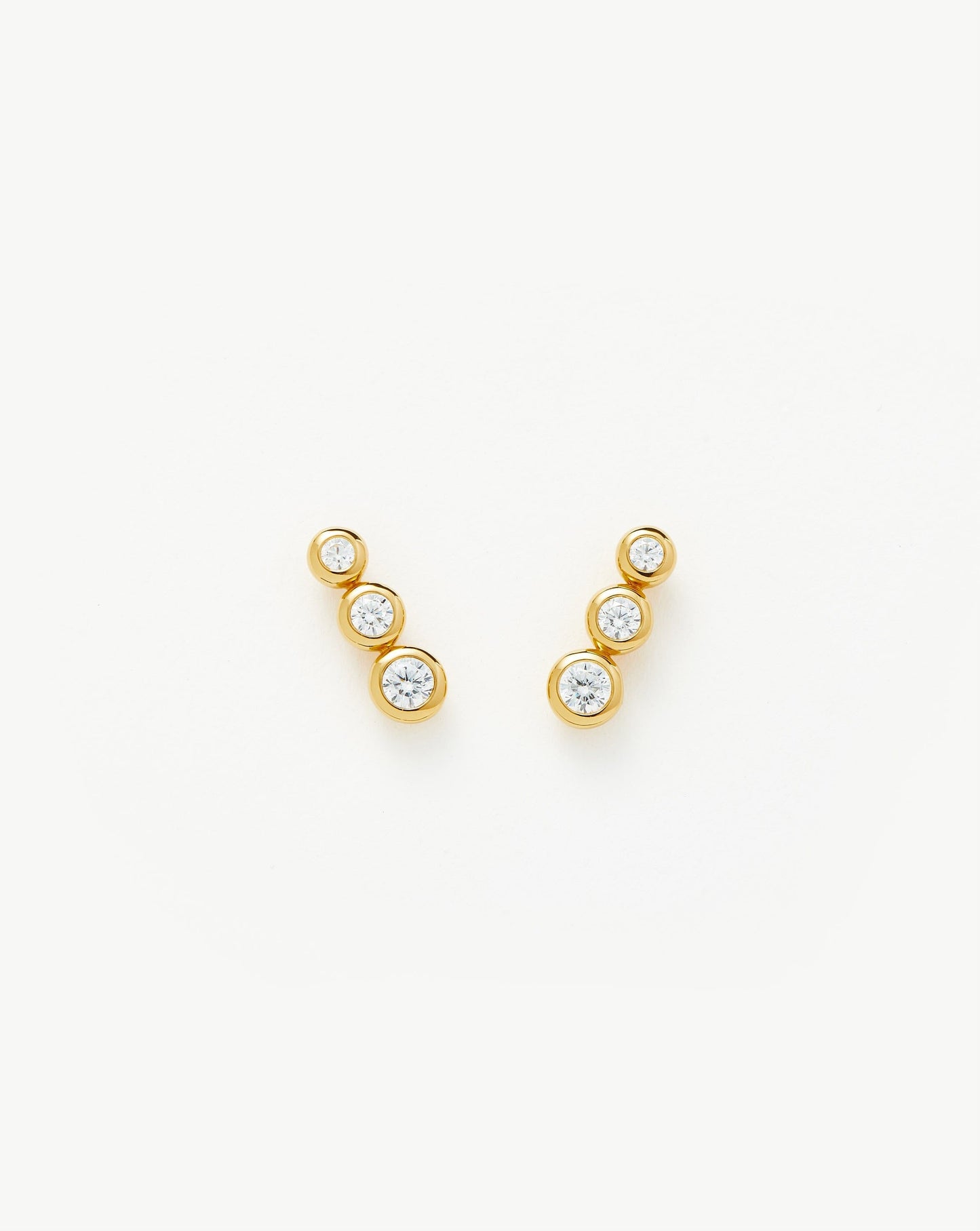 Articulated Triple Stone Stud Earrings | 18ct Gold Plated Vermeil/Cubic Zirconia Earrings Missoma