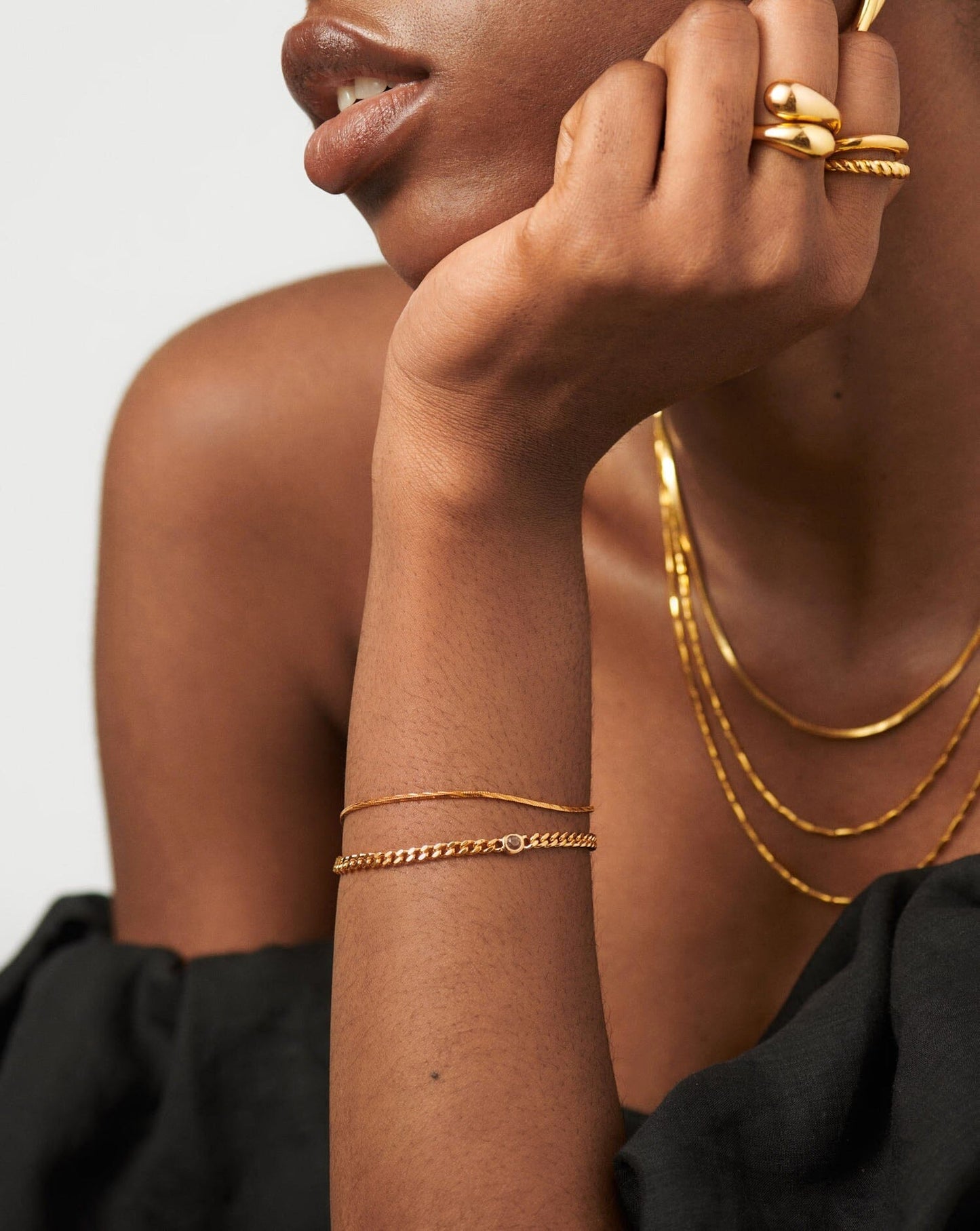 Birthstone Chain Bracelet - April | 18ct Gold Plated Vermeil/Crystal Bracelets Missoma