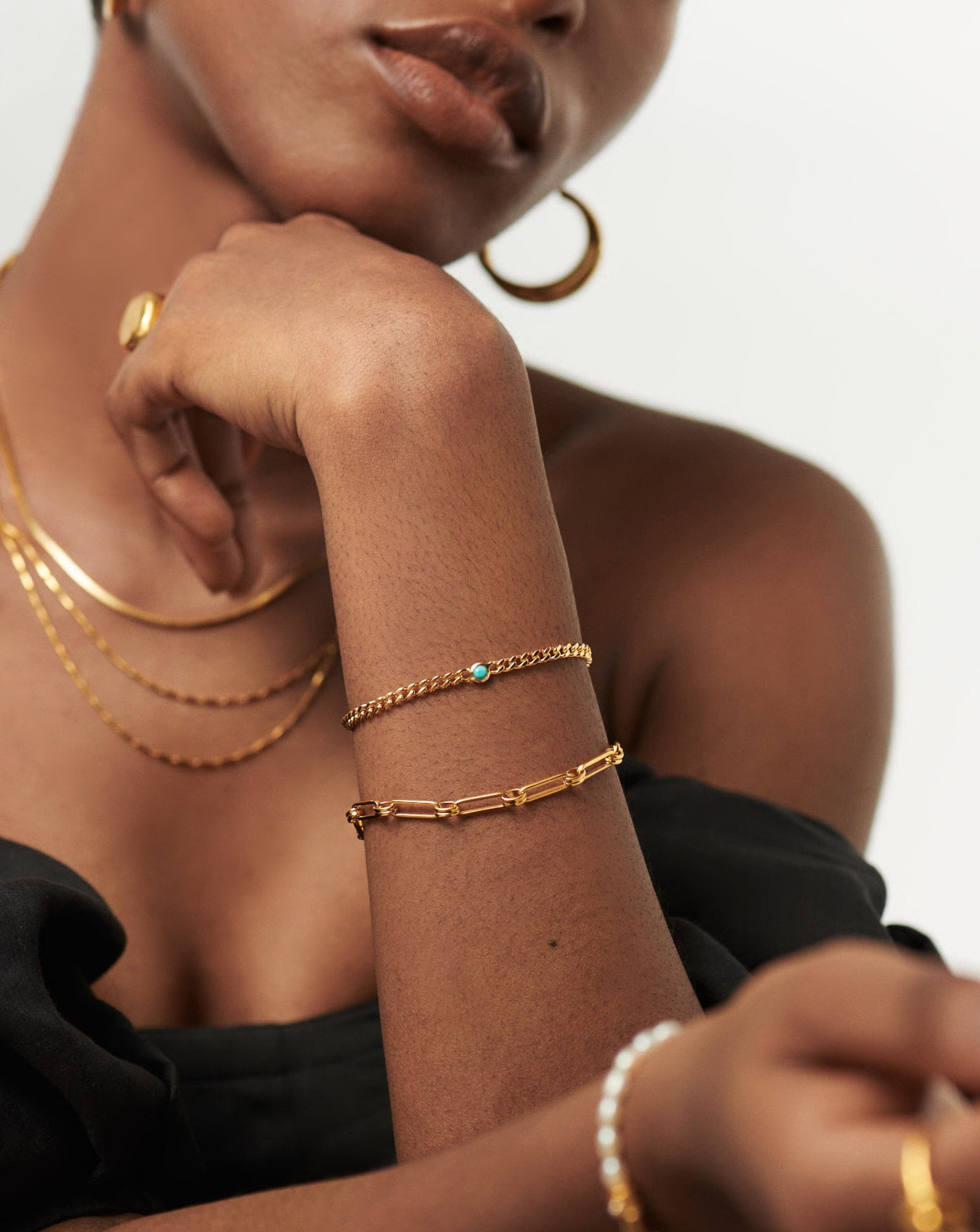 Birthstone Chain Bracelet - December | 18ct Gold Plated Vermeil/Turquoise Bracelets Missoma