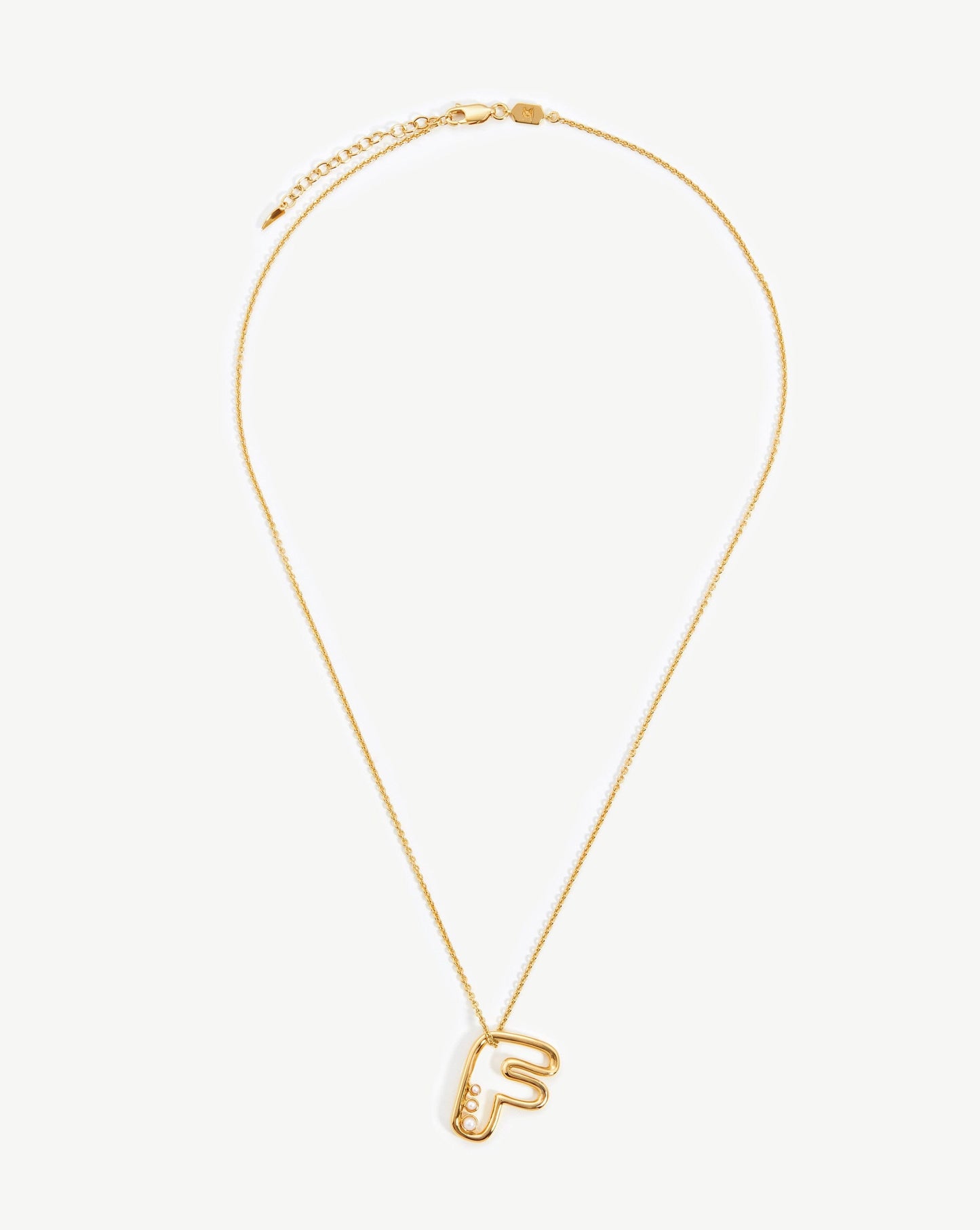 Chubby Pearl Initial Pendant Necklace - Initial F | 18ct Gold Plated Vermeil/Pearl Necklaces Missoma