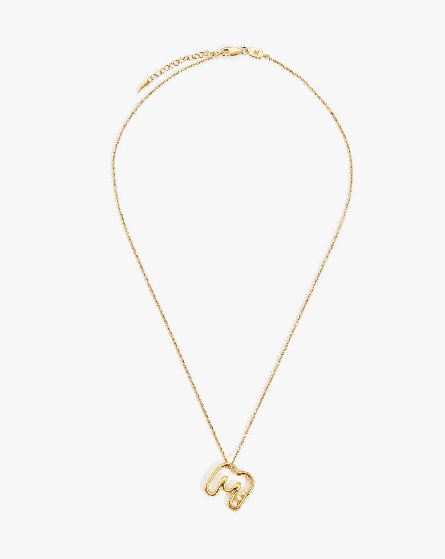 Chubby Pearl Initial Pendant Necklace - Initial M | 18ct Gold Plated Vermeil/Pearl Necklaces Missoma