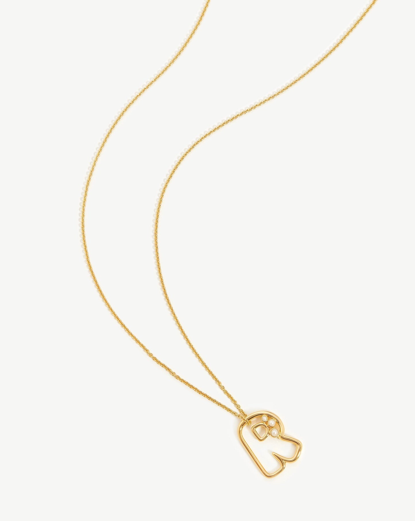 Chubby Pearl Initial Pendant Necklace - Initial R | 18ct Gold Plated Vermeil/Pearl Necklaces Missoma