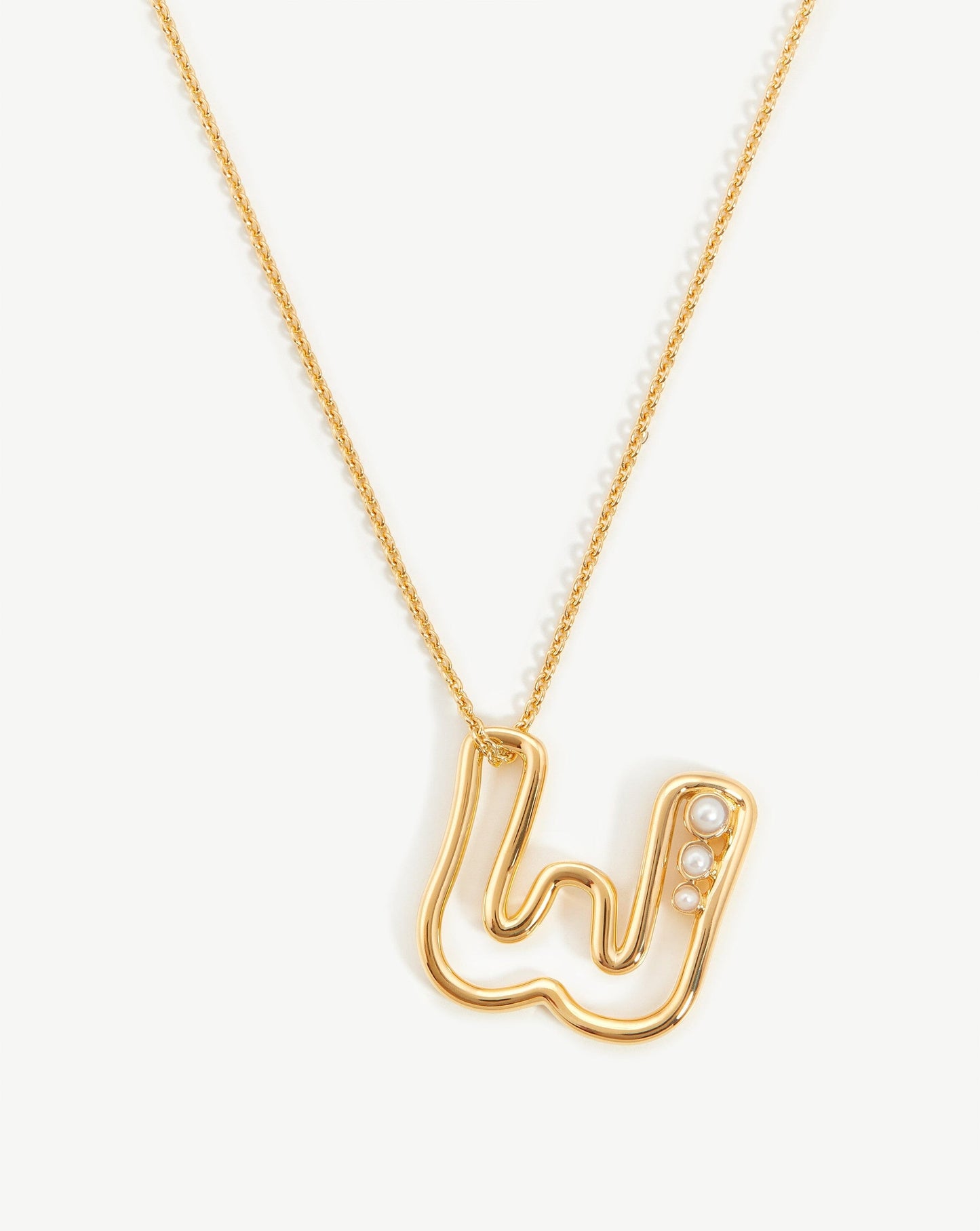 Chubby Pearl Initial Pendant Necklace - Initial W | 18ct Gold Plated Vermeil/Pearl Necklaces Missoma