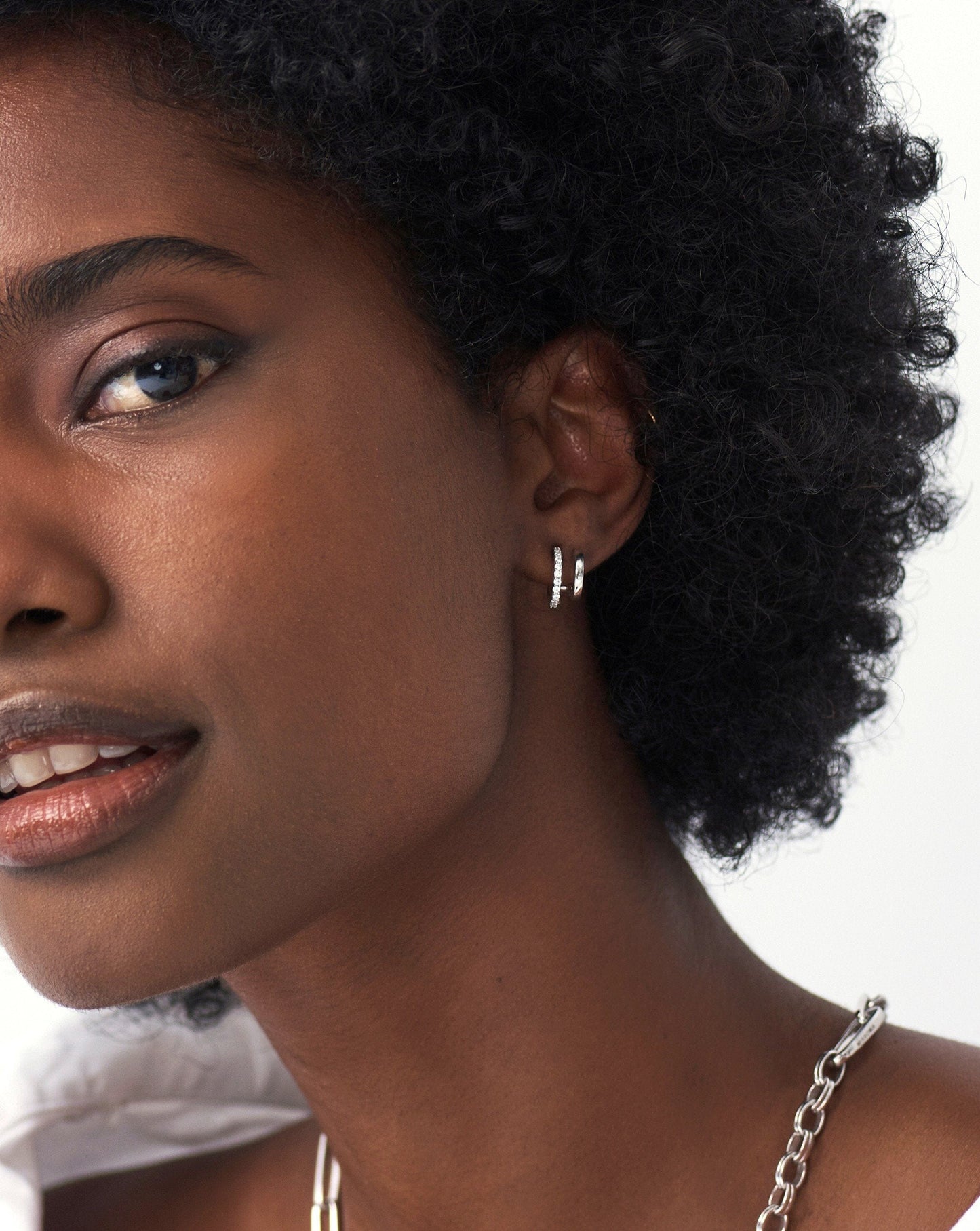 Classic Double Huggies | Sterling Silver/Cubic Zirconia Earrings Missoma