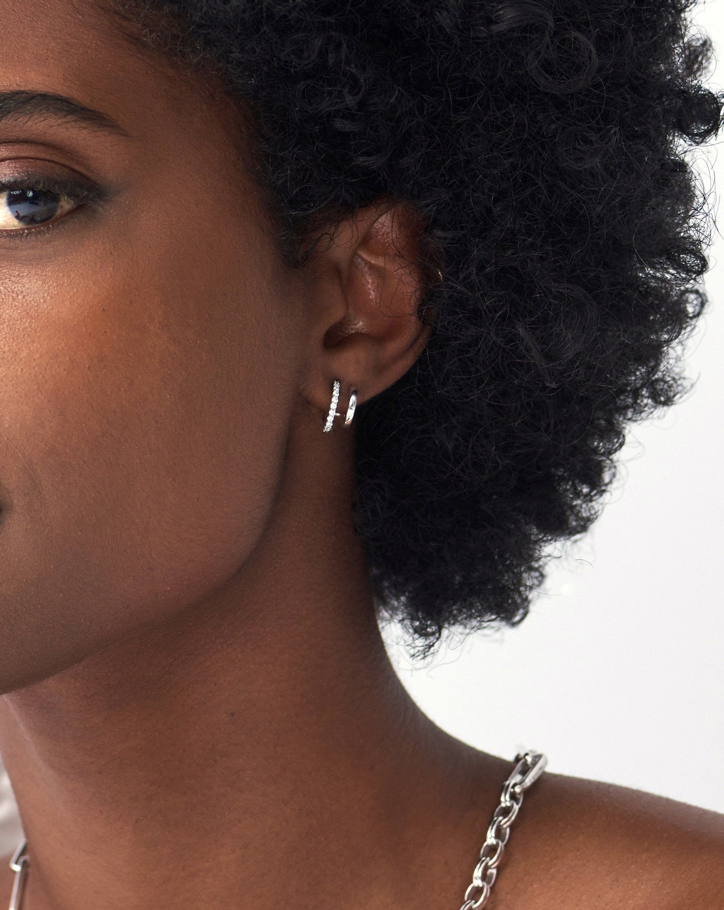 Classic Double Huggies | Sterling Silver/Cubic Zirconia Earrings Missoma