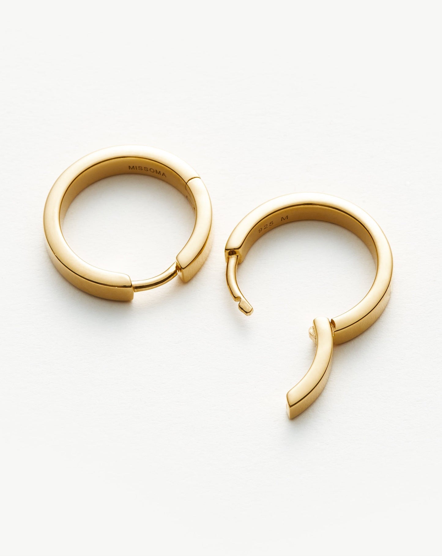 Classic Flat Small Hoop Earrings | 18ct Gold Plated Vermeil Earrings Missoma
