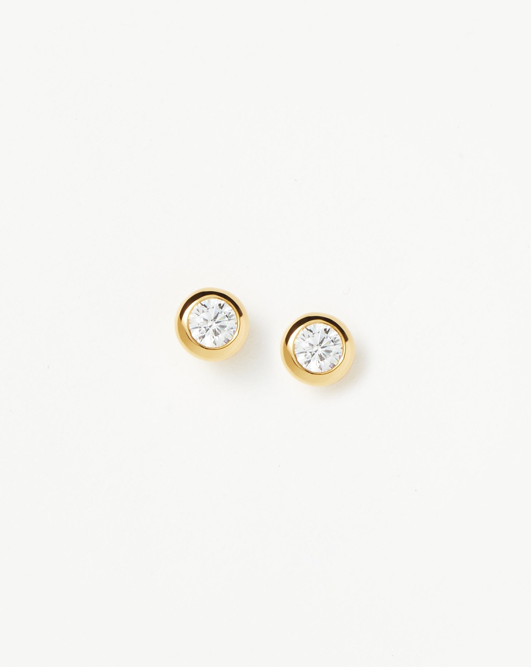 Classic Stone Stud Earrings | 18ct Gold Plated Vermeil/Cubic Zirconia Earrings Missoma