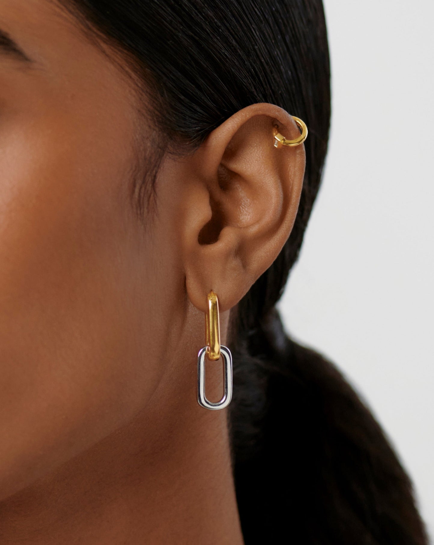 Convertible Ovate Double Link Hoop Earrings | Mixed Metal Earrings Missoma