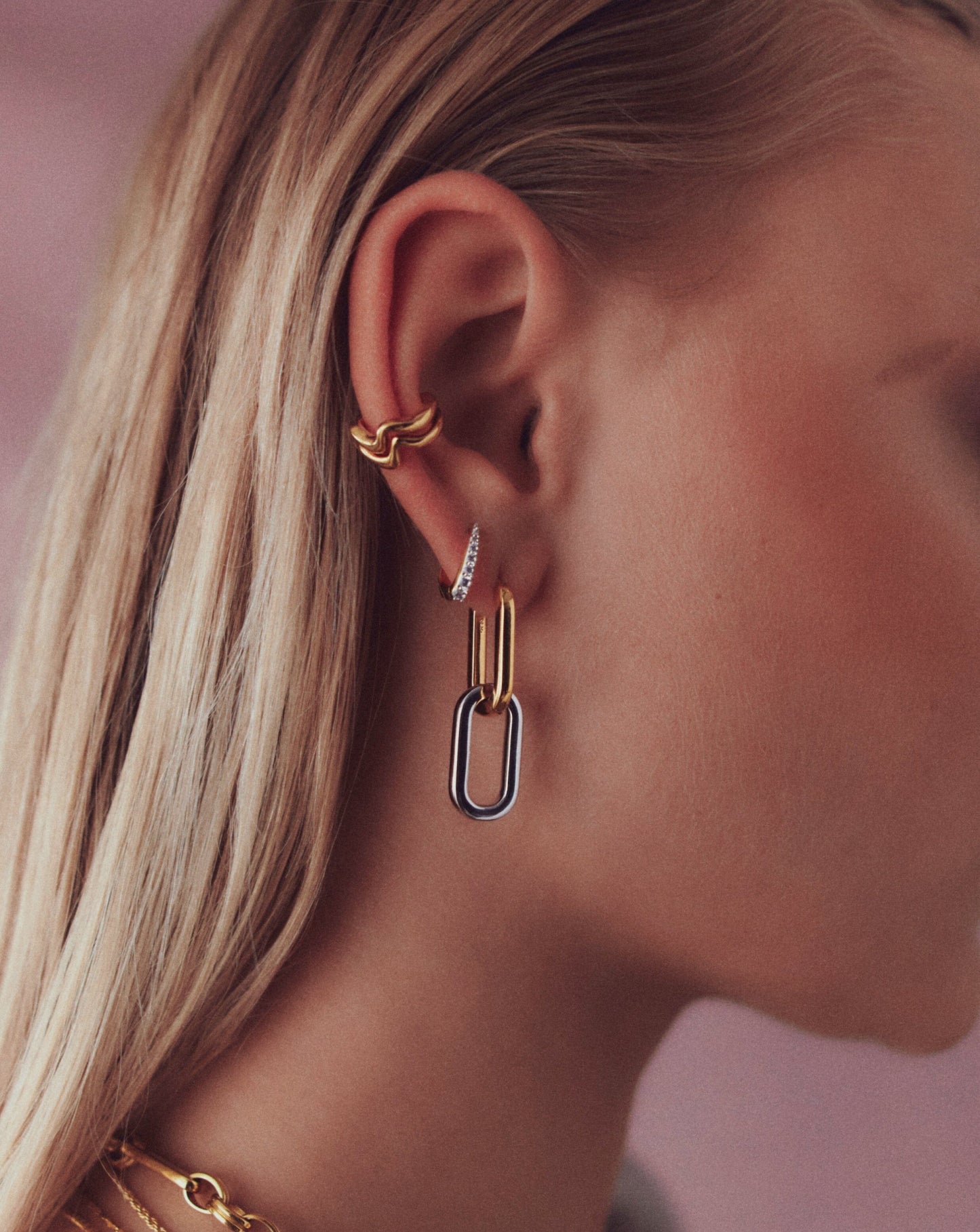 Convertible Ovate Double Link Hoop Earrings | Mixed Metal Earrings Missoma