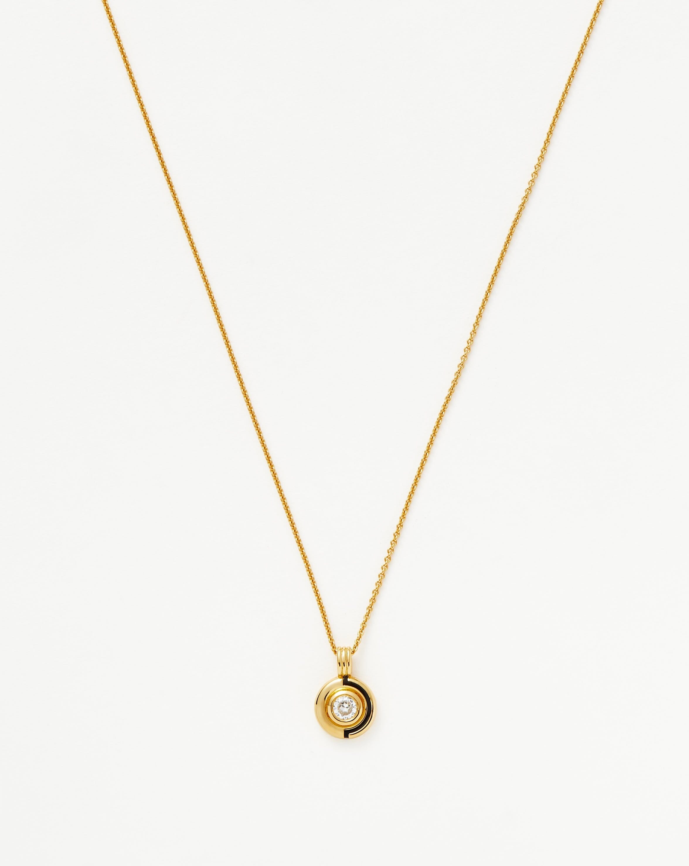 Enamel & Stone Byline Round Pendant Necklace | 18ct Gold Plated  Vermeil/Cubic Zirconia Necklaces | Missoma