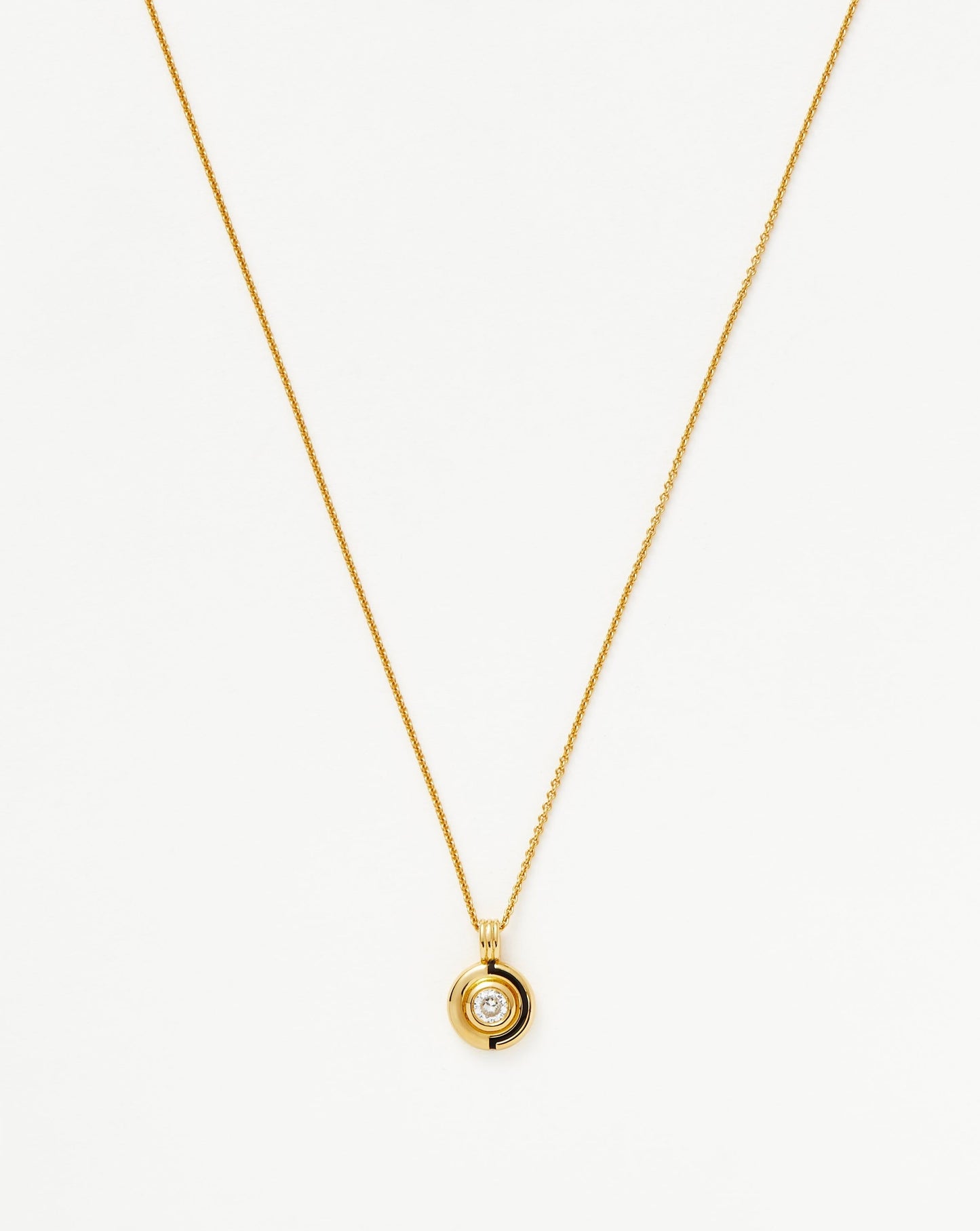 Enamel & Stone Byline Round Pendant Necklace | 18ct Gold Plated Vermeil/Cubic Zirconia Necklaces Missoma