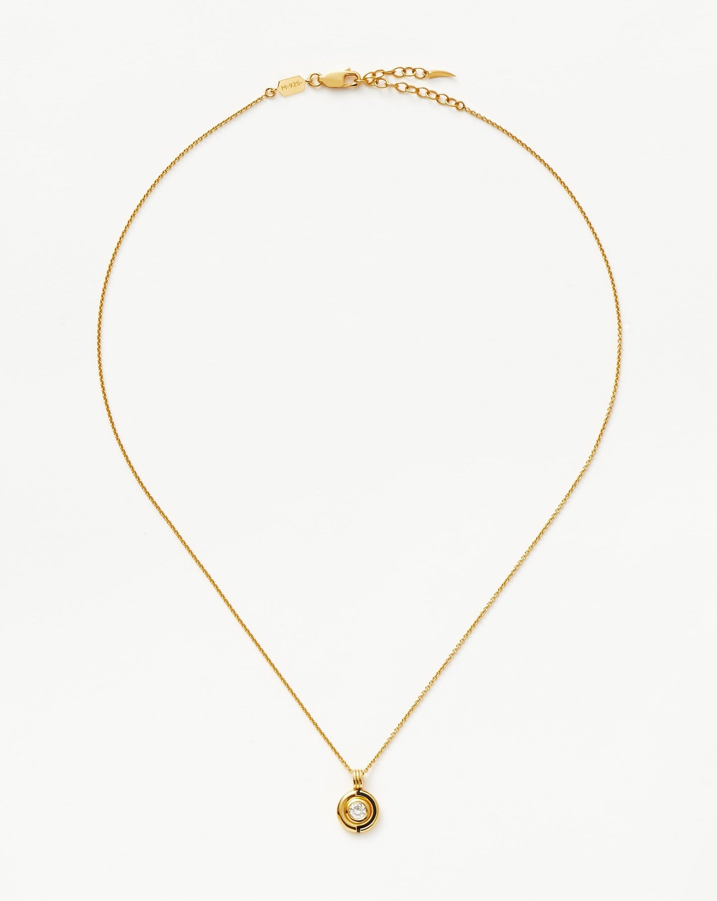 Enamel & Stone Byline Round Pendant Necklace | 18ct Gold Plated Vermeil/Cubic Zirconia Necklaces Missoma