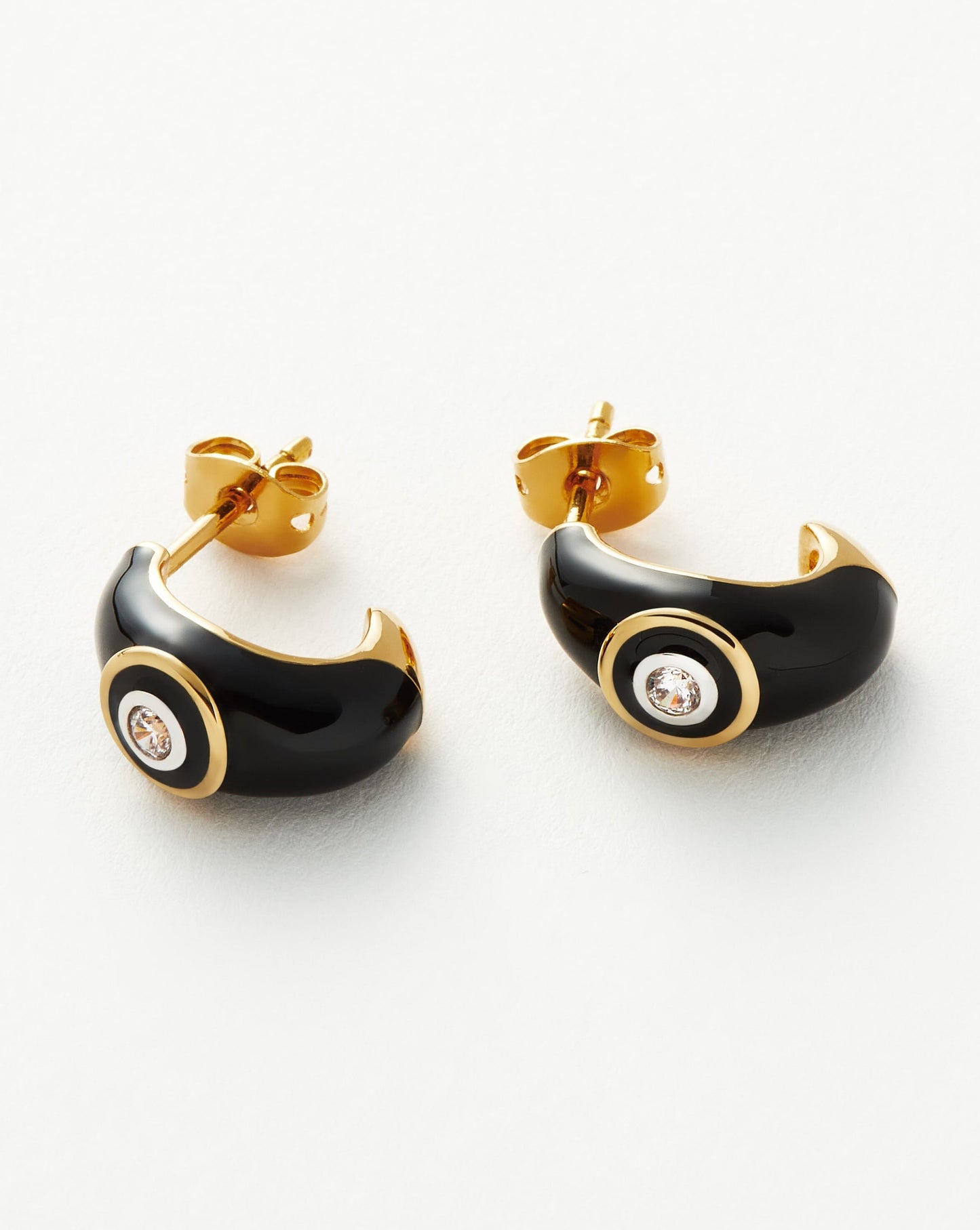 Enamel & Stone Dome Mini Hoop Earrings | 18ct Gold Plated/Cubic Zirconia Earrings Missoma