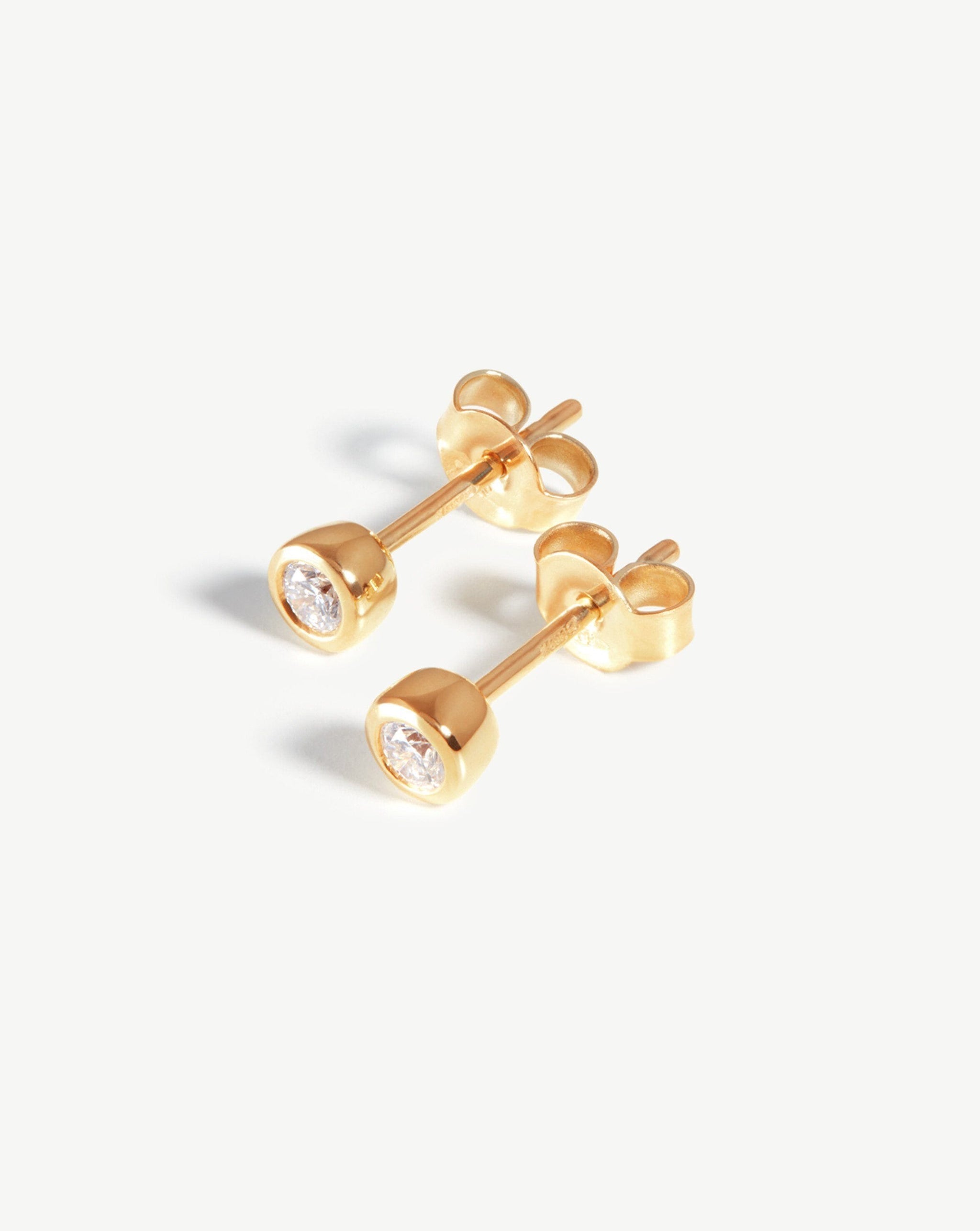 Fine Classic Solitaire Diamond Stud Earrings | 14k Solid Gold Earrings Missoma
