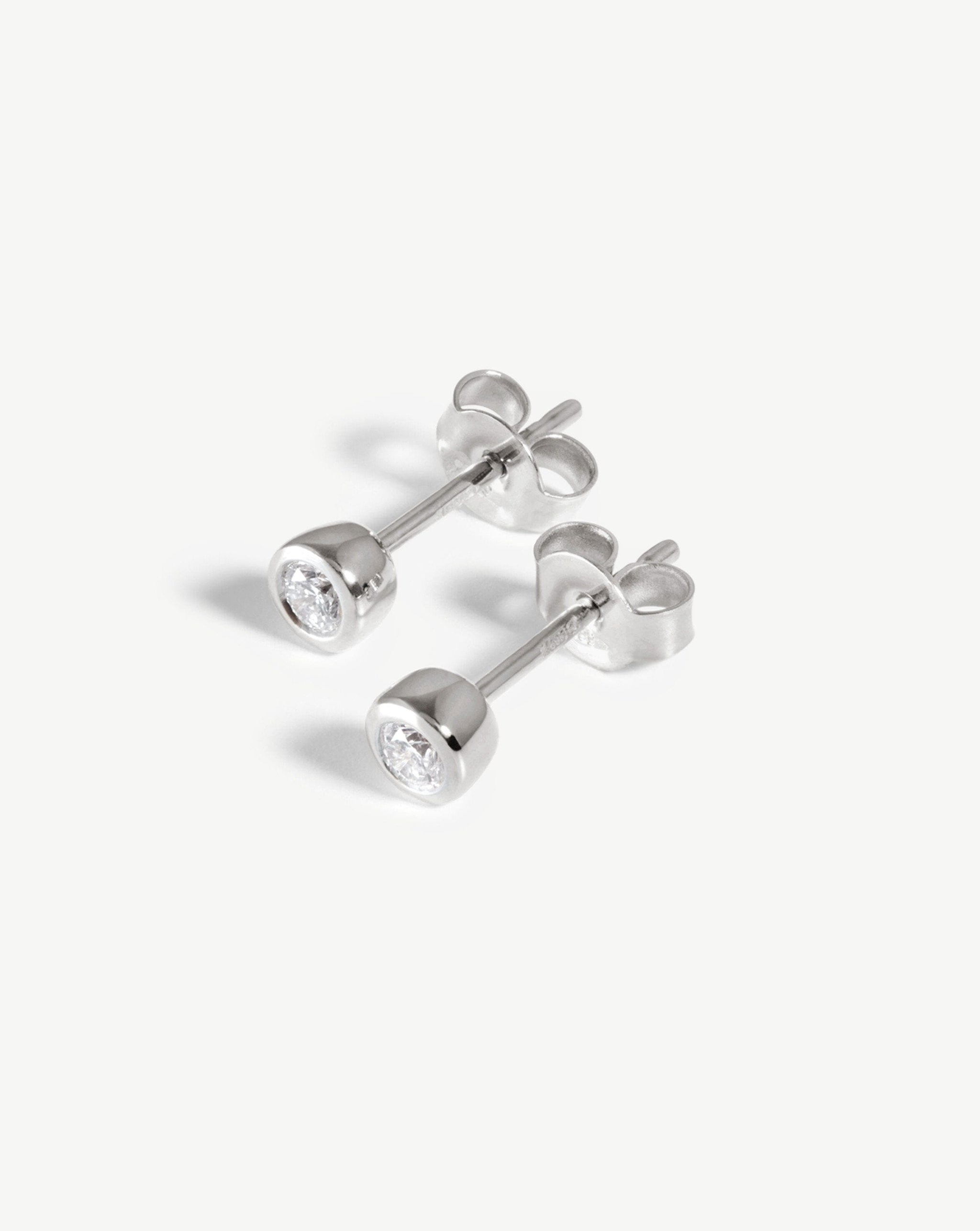 Fine Classic Solitaire Diamond Stud Earrings | 14k White Gold Earrings Missoma