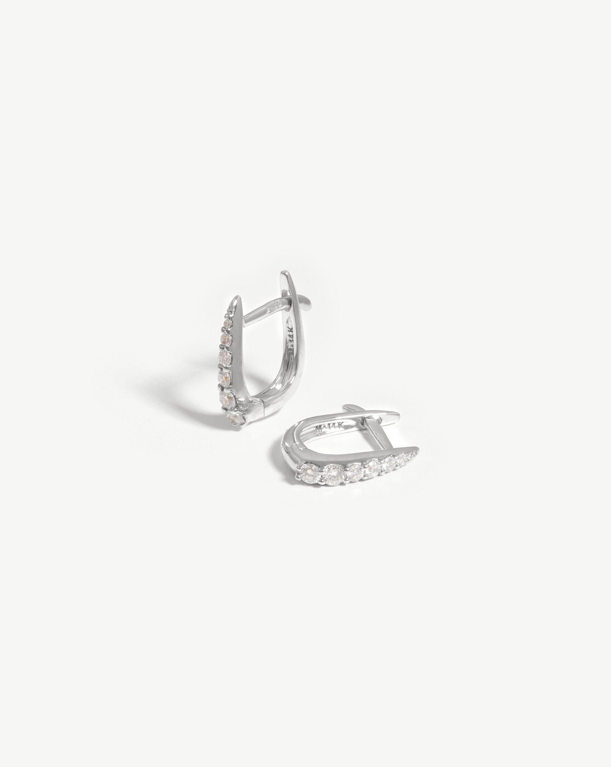 Fine Claw Huggies | 14k White Gold/Diamond Earrings Missoma