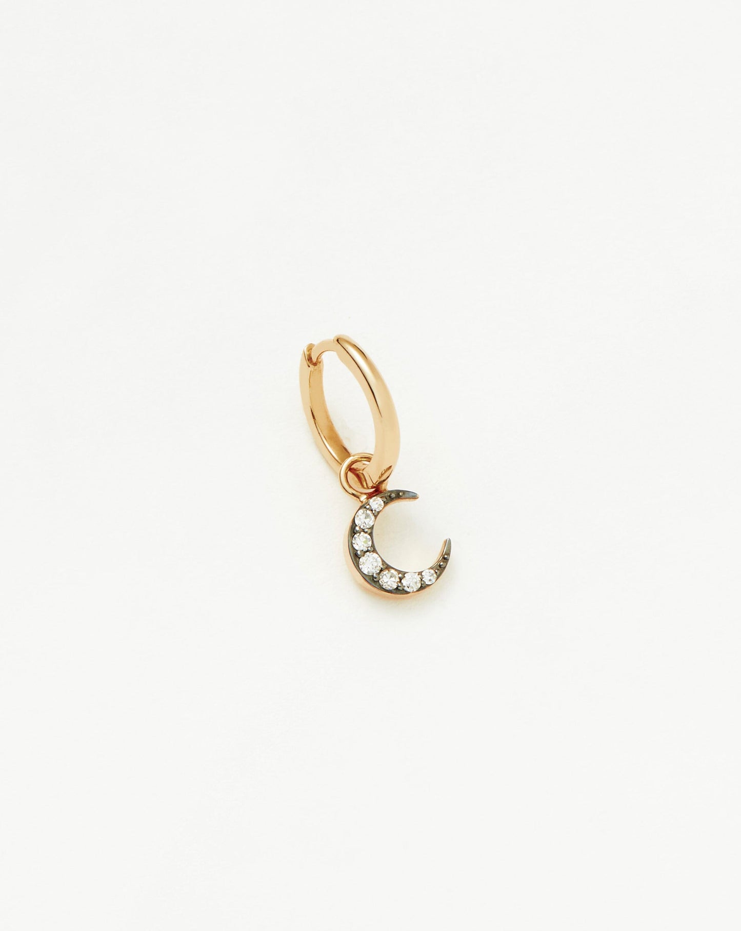 Fine Diamond Single Moon Charm Hoop Earring | 14k Solid Gold/Diamond Earrings Missoma