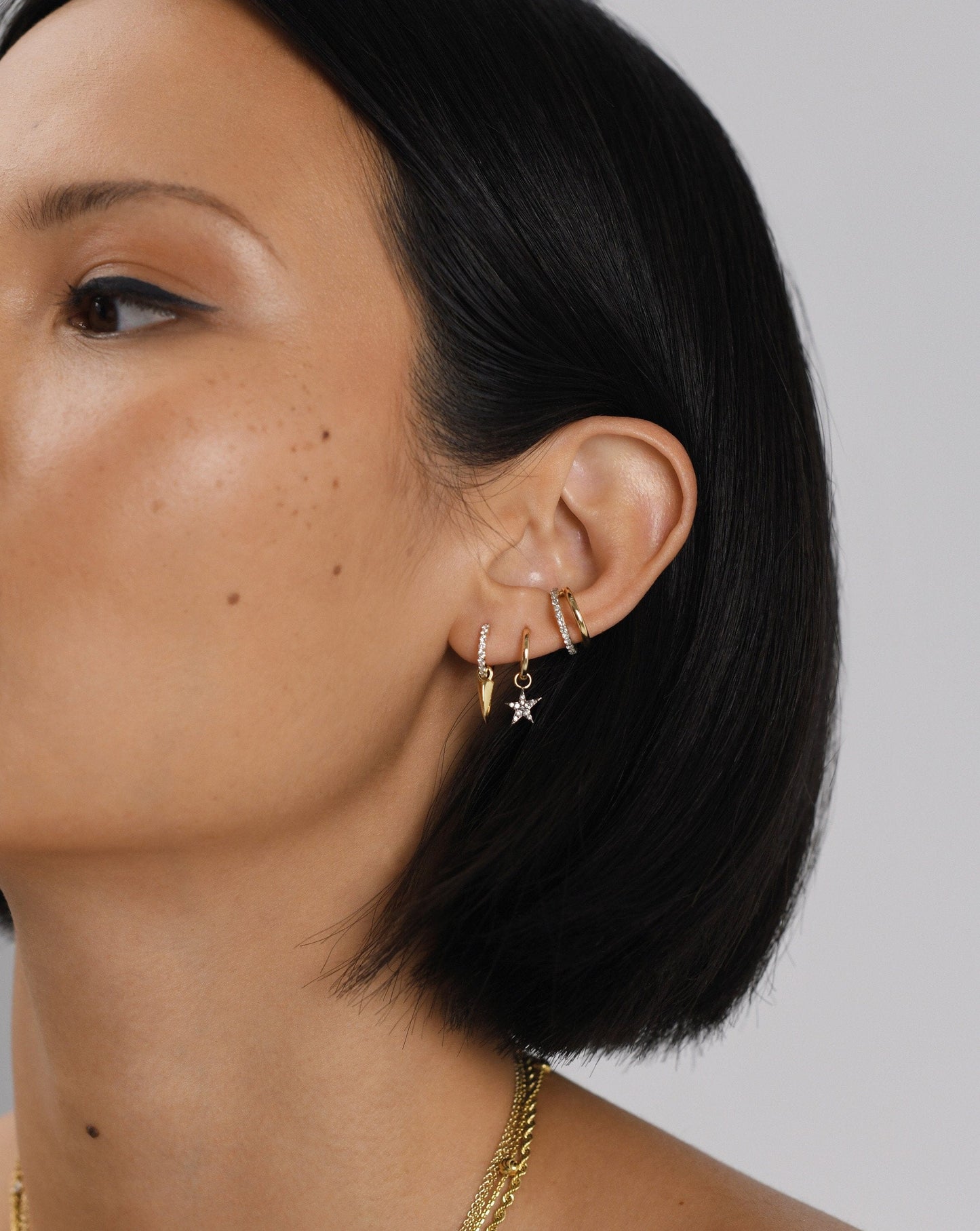 Fine Diamond Single Star Charm Hoop Earring | 14ct Solid Gold/Diamond Earrings Missoma