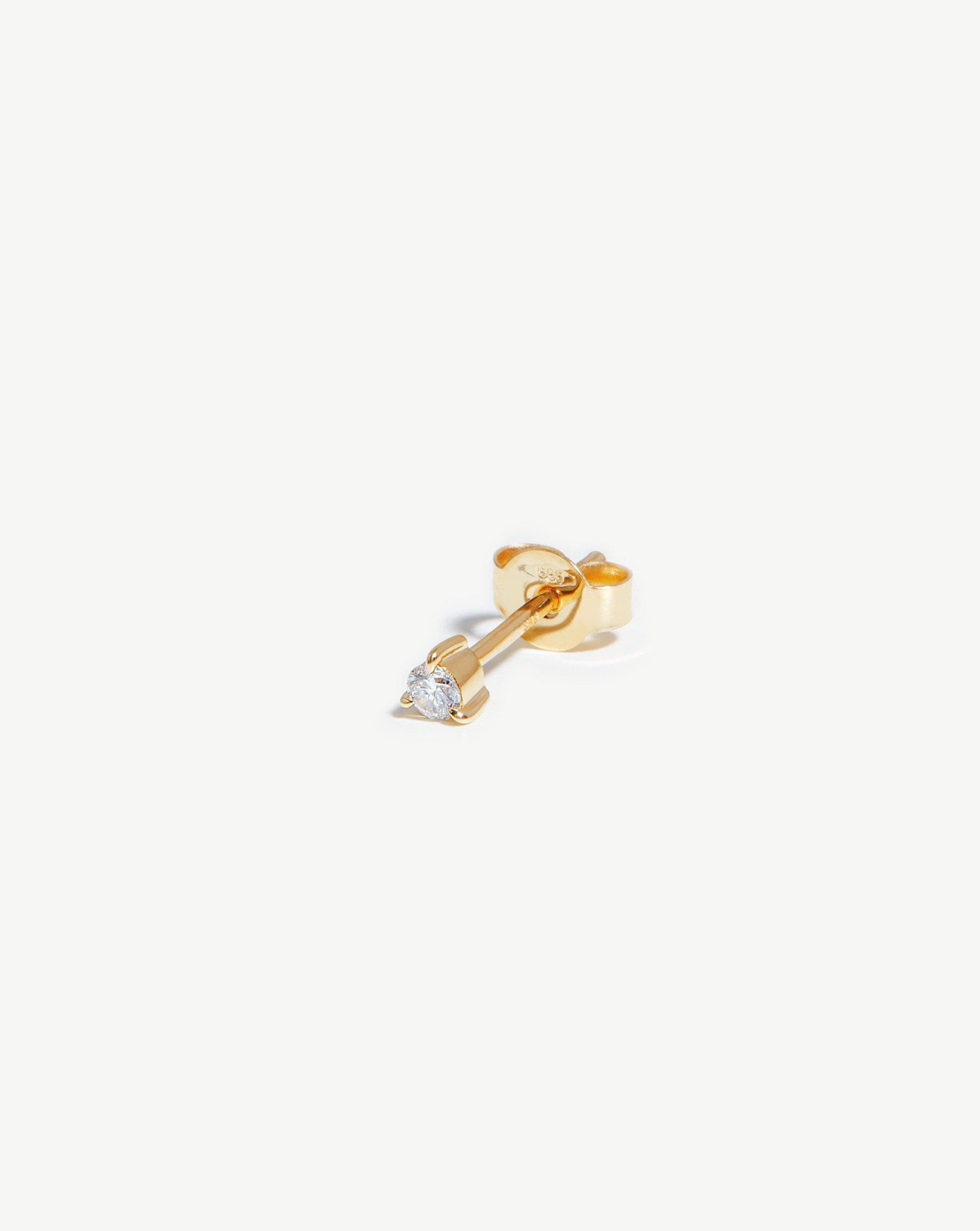 Fine Small Single Solitaire Diamond Stud Earring | 14k Solid Gold/Diamond Earrings Missoma
