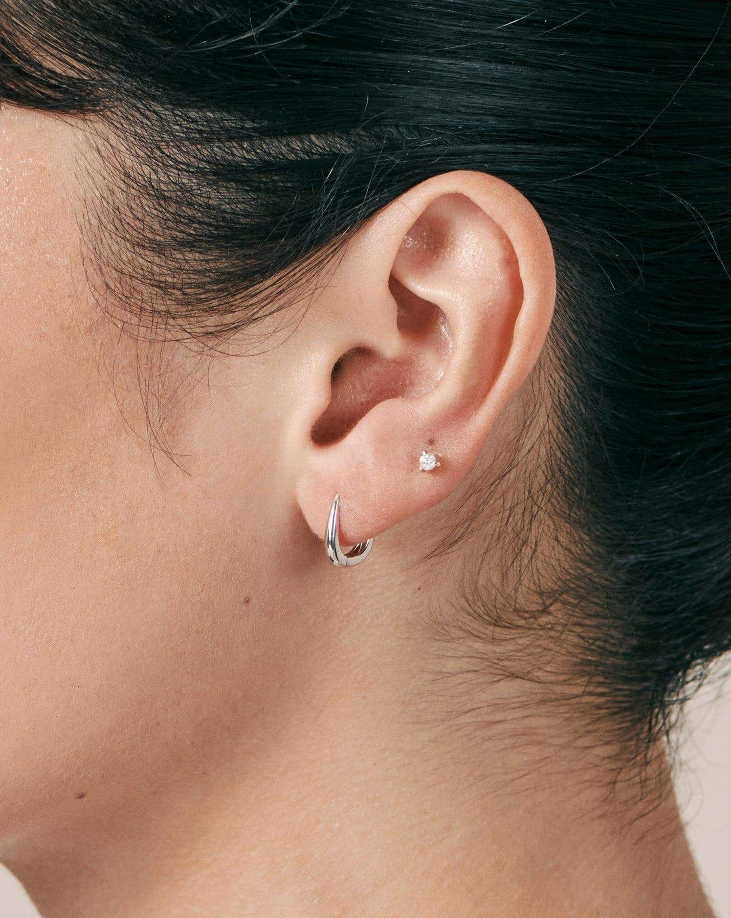 Fine Small Single Solitaire Diamond Stud Earring | 14k White Gold/Diamond Earrings Missoma 