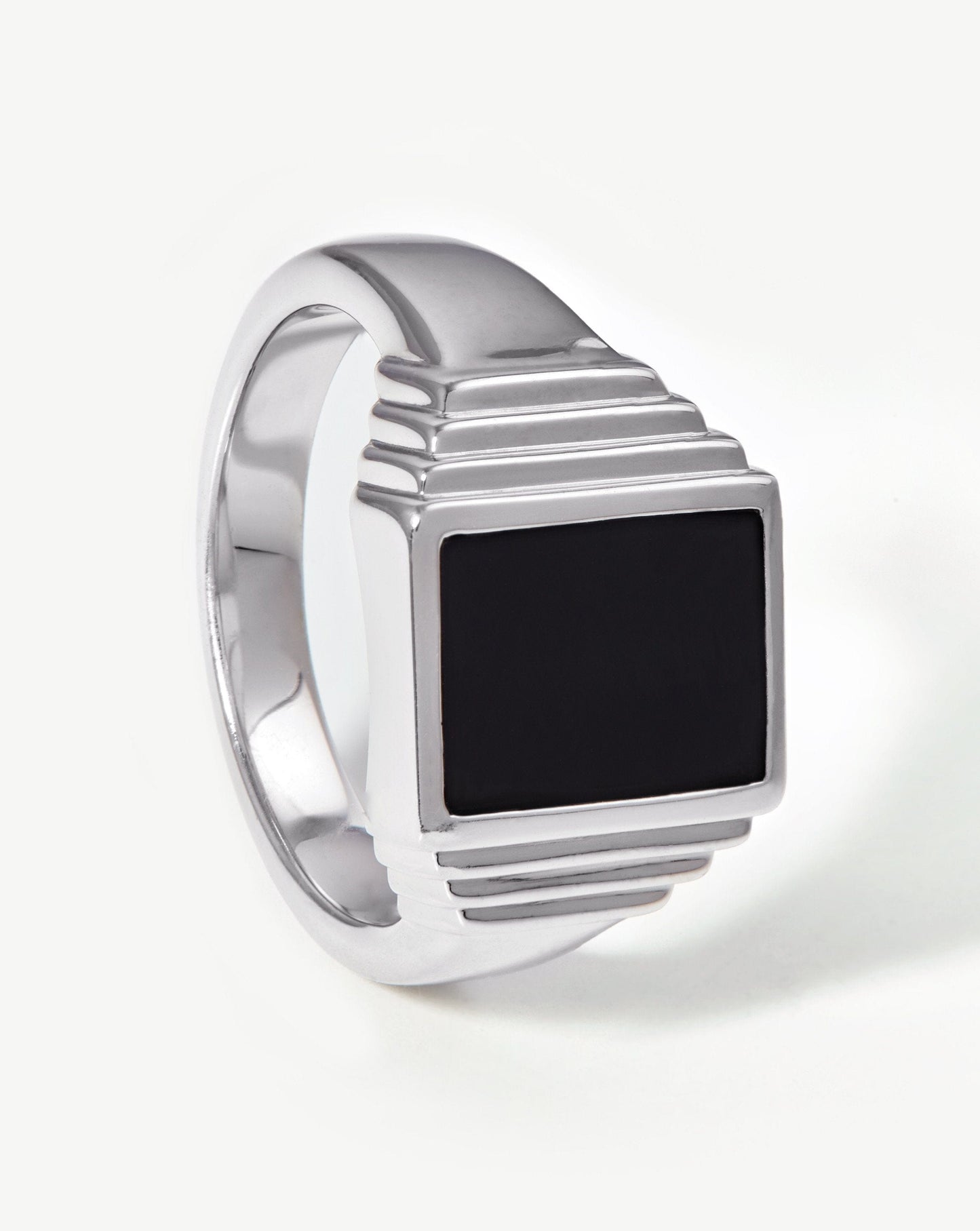 Fused Ridge Signet Ring | Sterling Silver/Black Spinel Rings Missoma