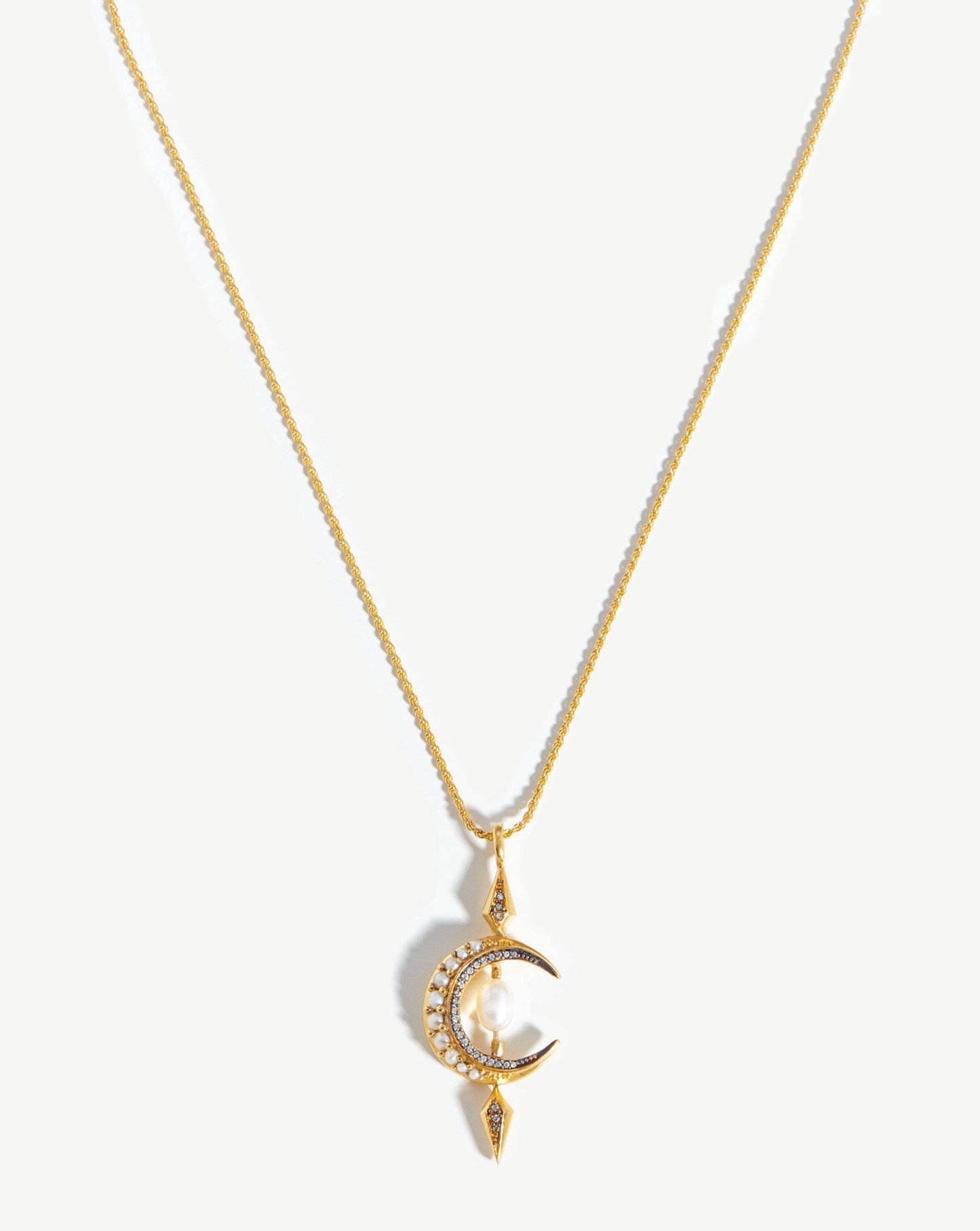 Harris Reed Crescent Moon Pearl Necklace | 18ct Gold Plated Vermeil/Pearl Necklaces Missoma