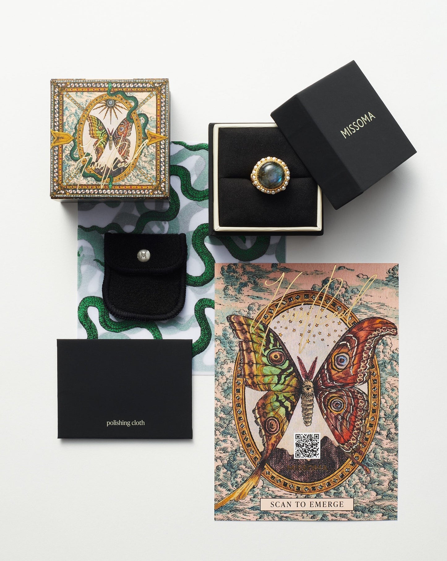 Harris Reed Fine Coiled Serpent Earrings | 14ct Solid Gold/Pearl & Diamond Earrings Missoma