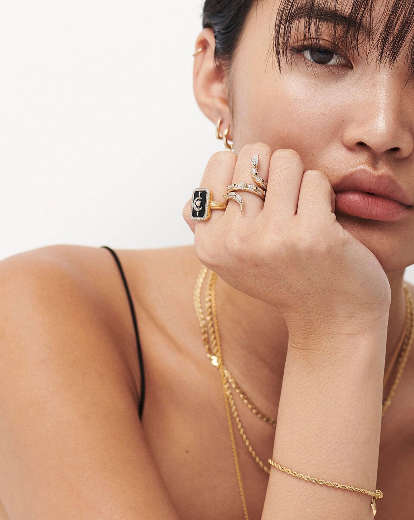 Harris Reed Fine Coiled Serpent Ring | 14ct Solid Gold/Diamond Rings Missoma