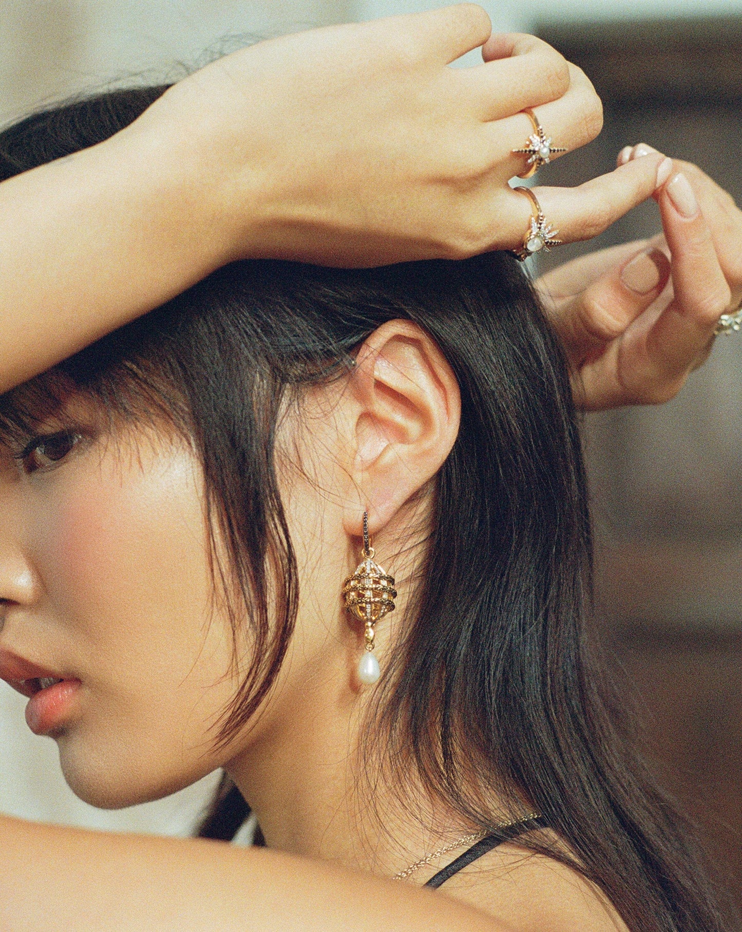 Harris Reed Fine Uncaged Drop Earrings | 14ct Solid Gold/Pearl & Diamond Earrings Missoma