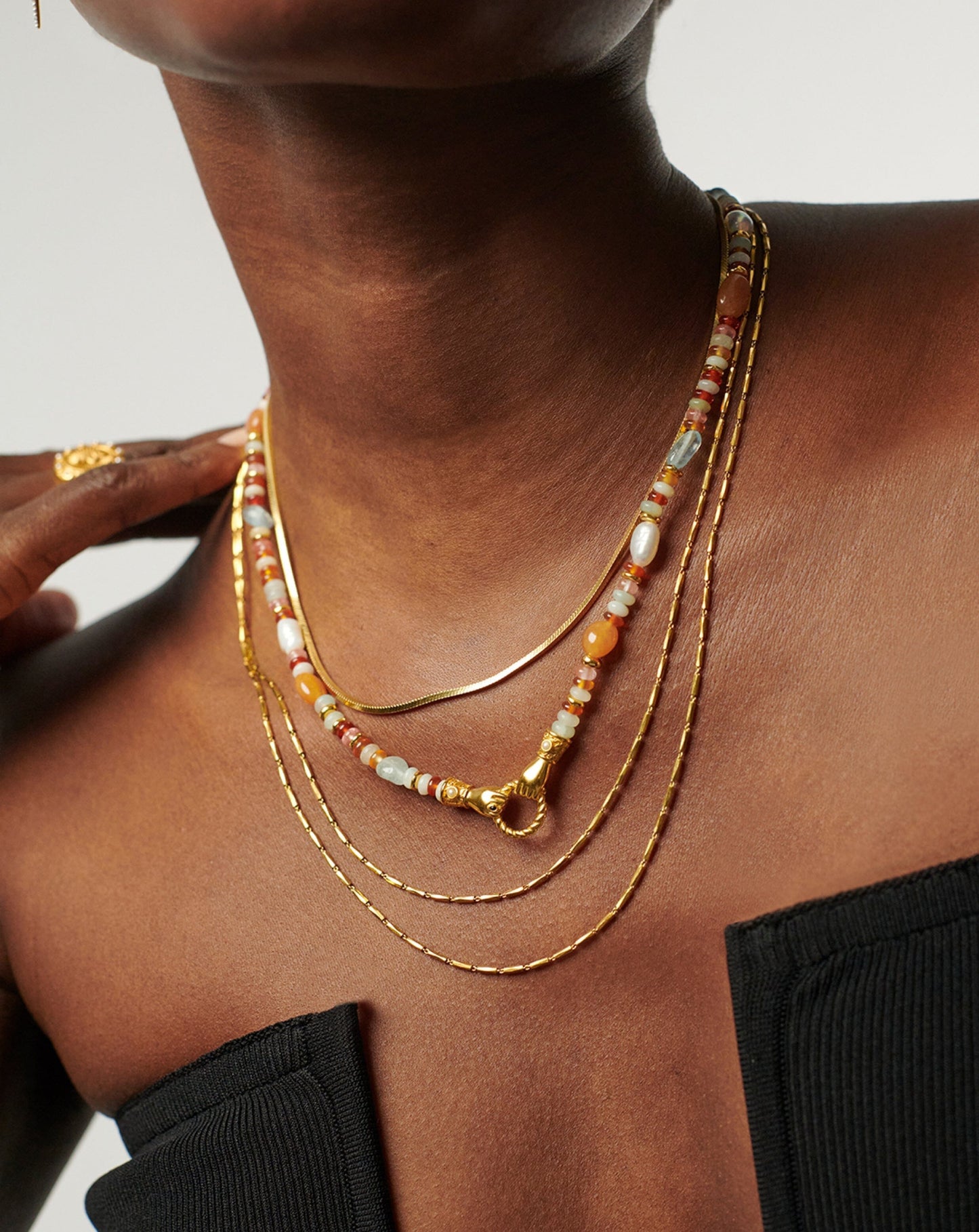 Harris Reed In Good Hands Beaded Gemstone Necklace | 18ct Gold Plated/Multi Gemstone & Pearl Necklaces Missoma