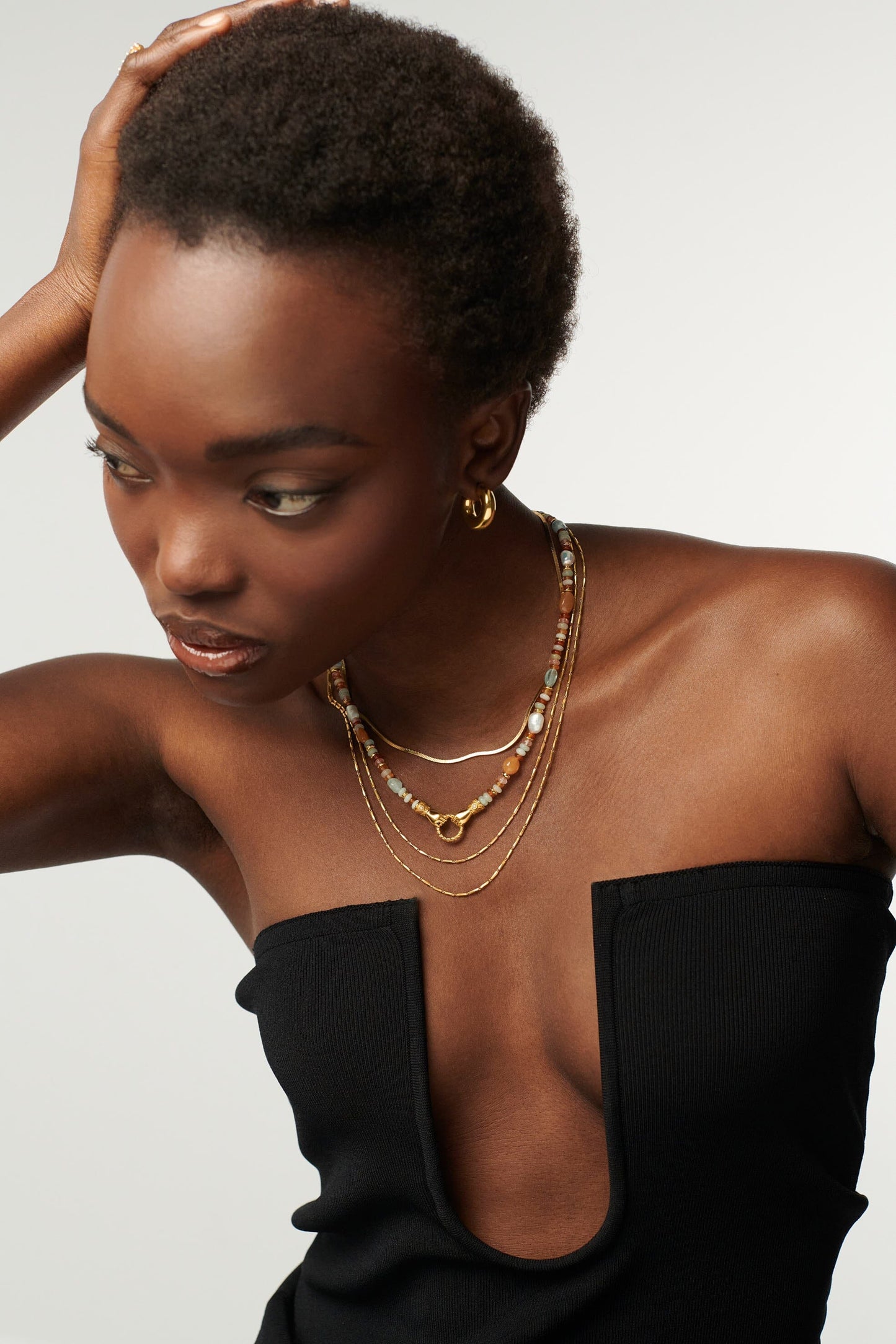 Harris Reed In Good Hands Beaded Gemstone Necklace | 18ct Gold Plated/Multi Gemstone & Pearl Necklaces Missoma