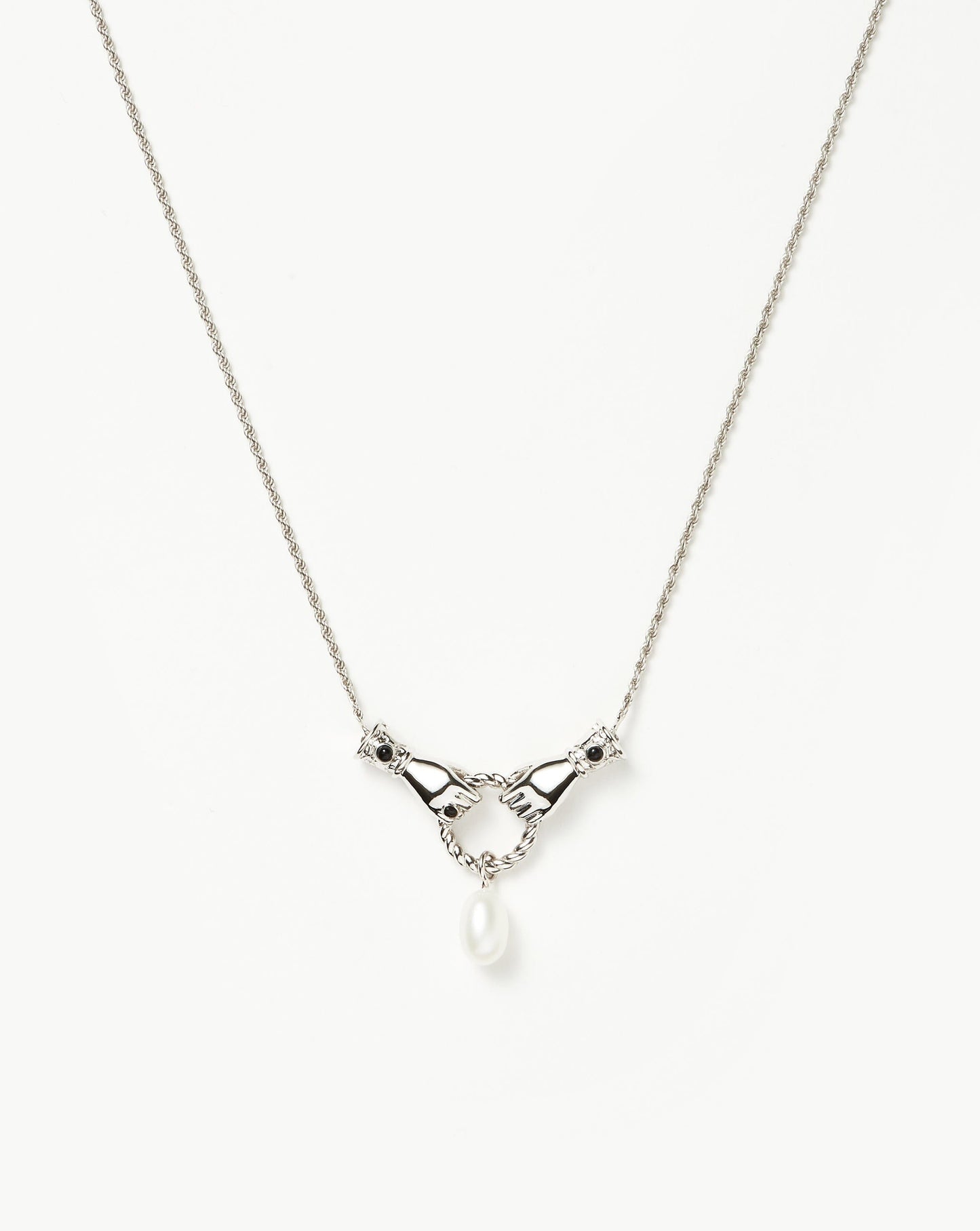 Harris Reed In Good Hands Necklace | Silver Plated/Pearl & Black Onyx Necklaces Missoma