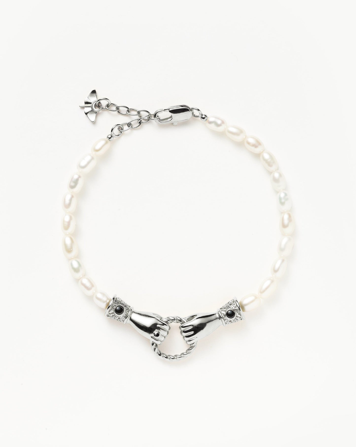 Harris Reed In Good Hands Pearl Bracelet | Silver Plated/Pearl & Black Onyx Bracelets Missoma