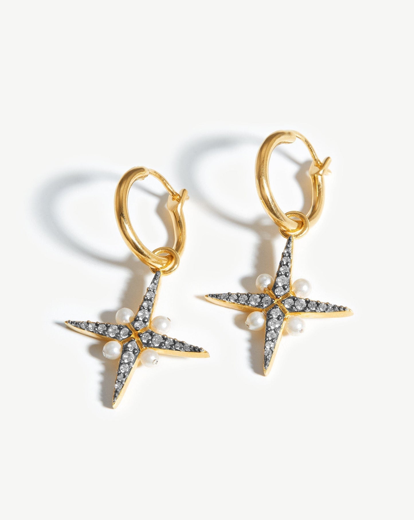 Harris Reed North Star Pearl Hoop Earrings | 18ct Gold Plated Vermeil/Pearl Earrings Missoma